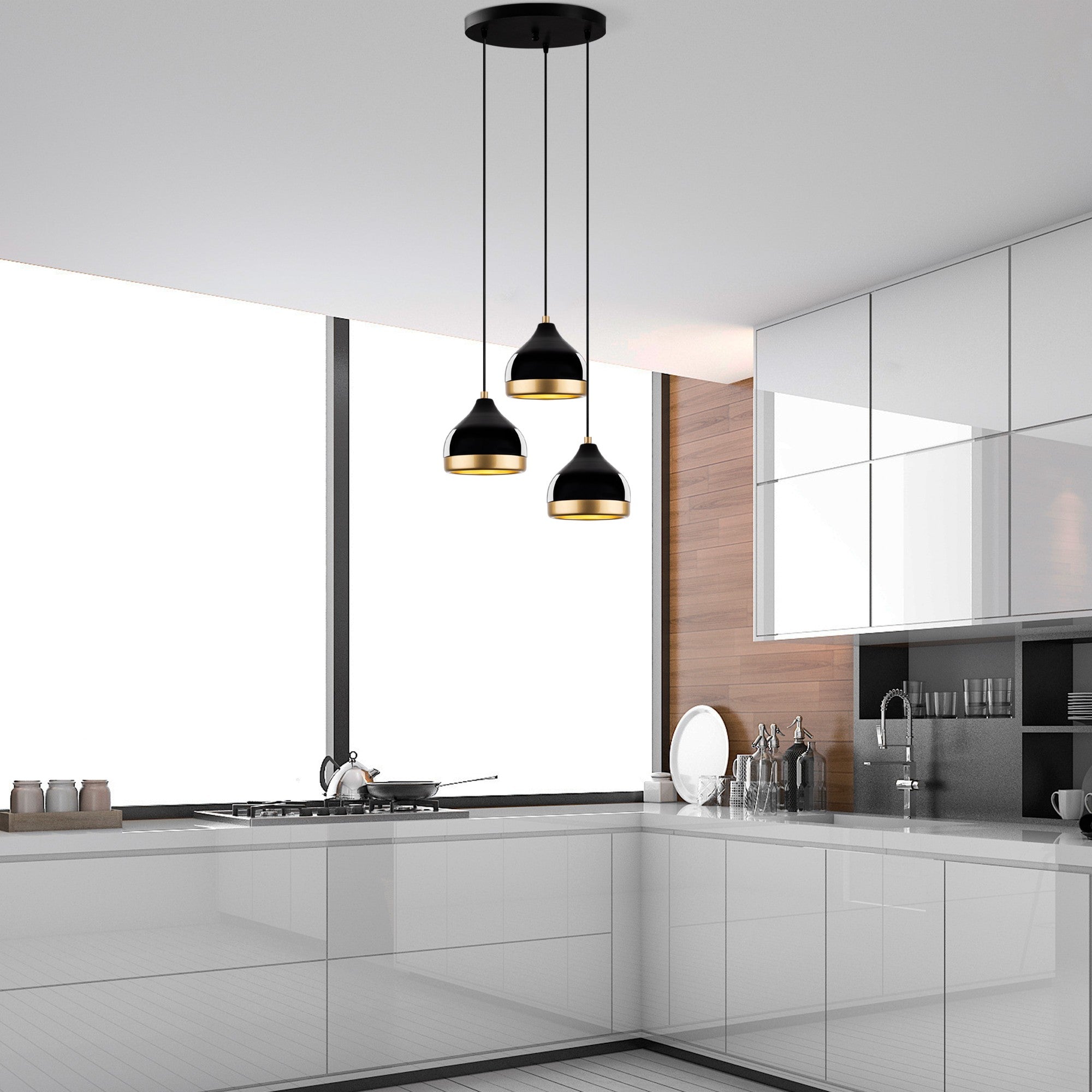 Candeeiro de Teto – 37 x 37 x 111 cm – Preto – Metálico