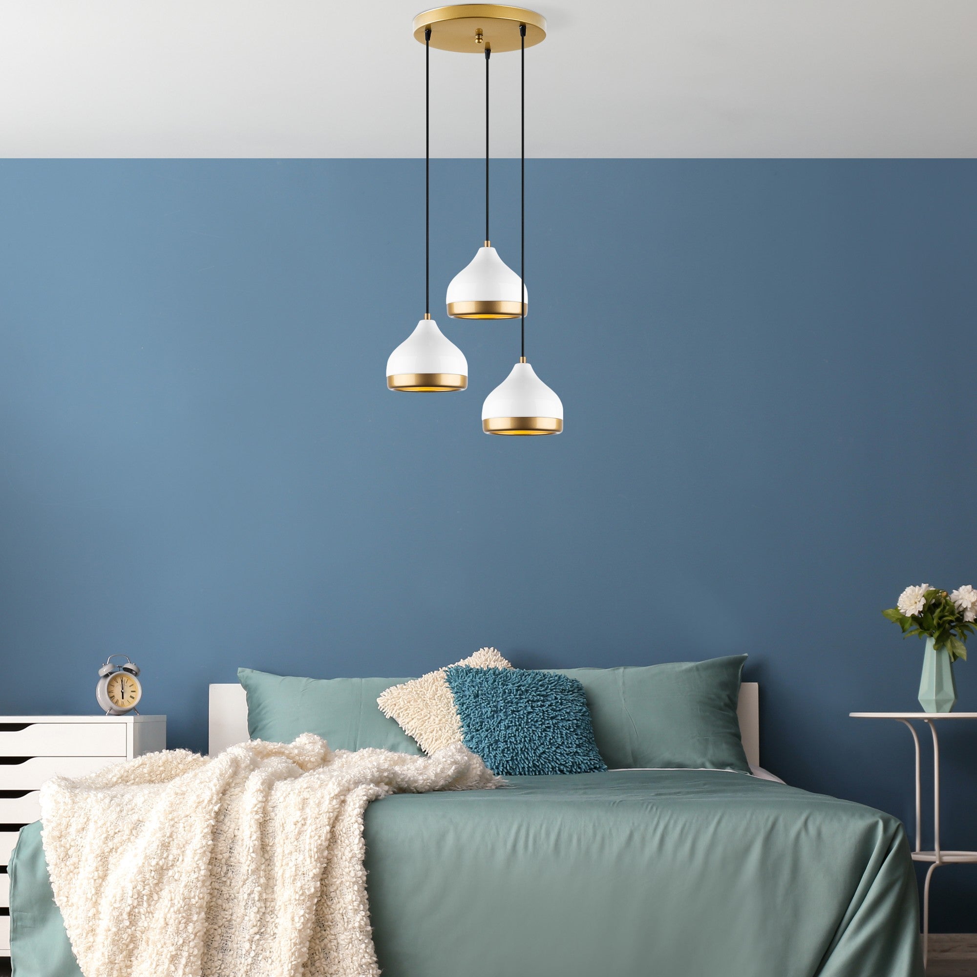 Candeeiro de Teto – 37 x 17 x 111 cm – Branco – Metal