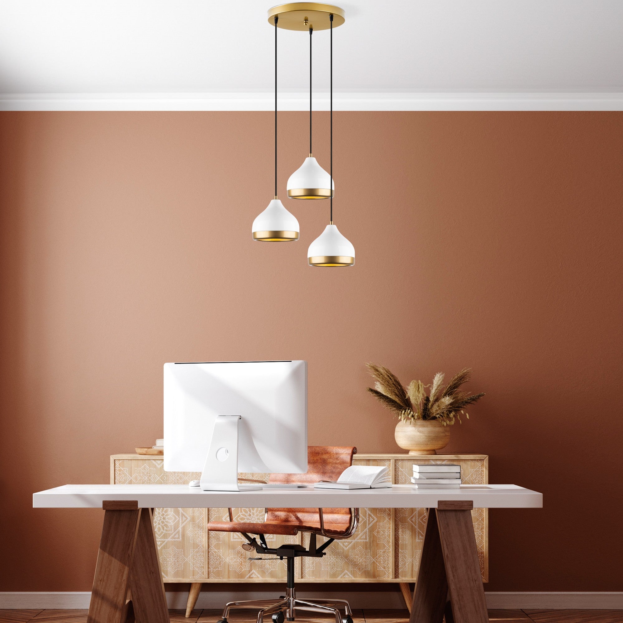 Candeeiro de Teto – 37 x 17 x 111 cm – Branco – Metal