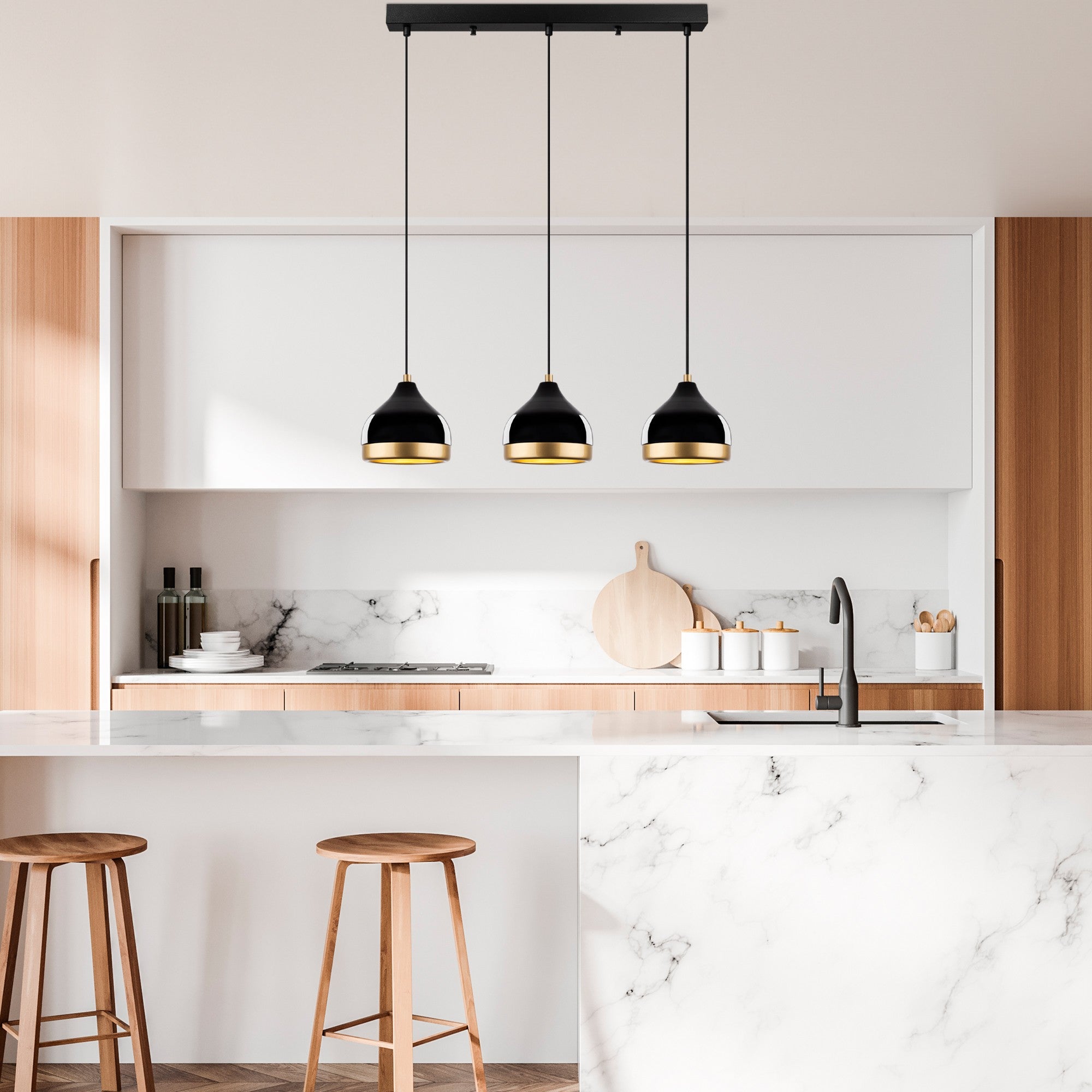 Candeeiro de Teto – 67 x 17 x 111 cm – Preto – Metal