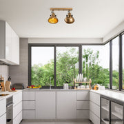 Candeeiro de Teto - 43 x 16 x 25 cm - Dourado - Metal