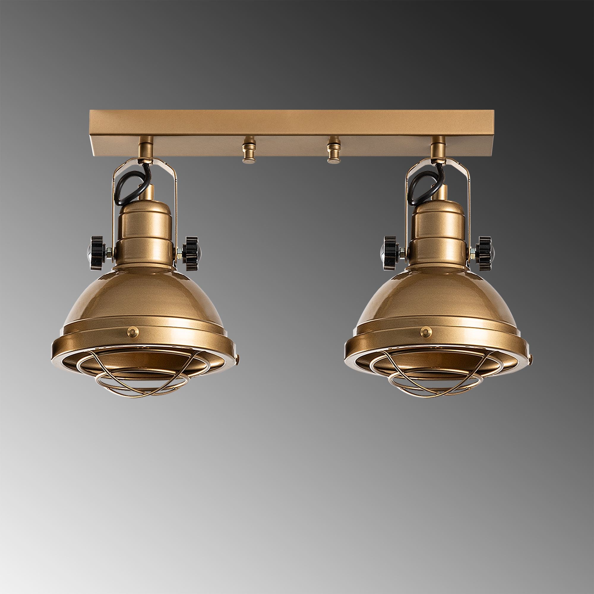 Candeeiro de Teto - 43 x 16 x 25 cm - Dourado - Metal