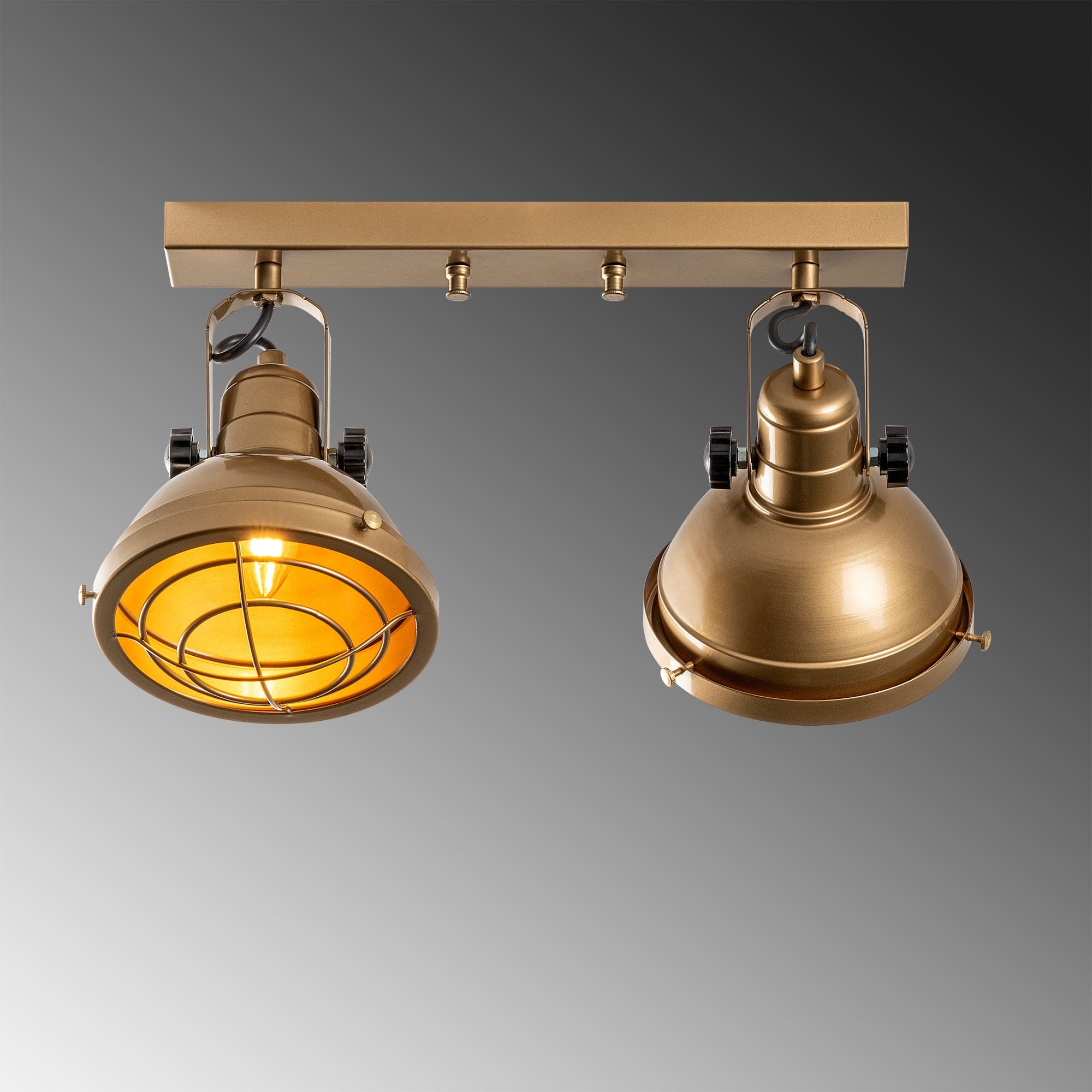 Candeeiro de Teto - 43 x 16 x 25 cm - Dourado - Metal