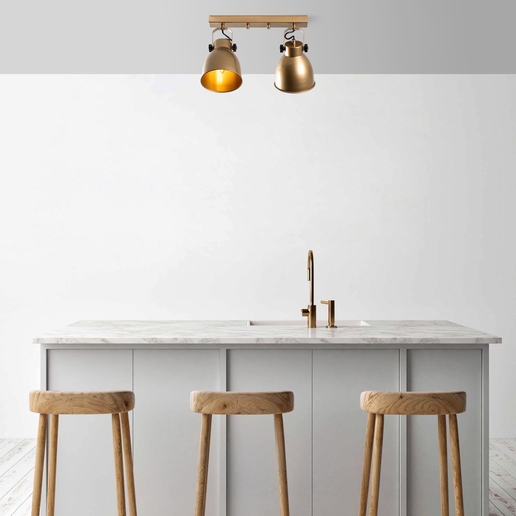 Candeeiro de Teto – 40 x 16 x 28 cm – Dourado – Metal