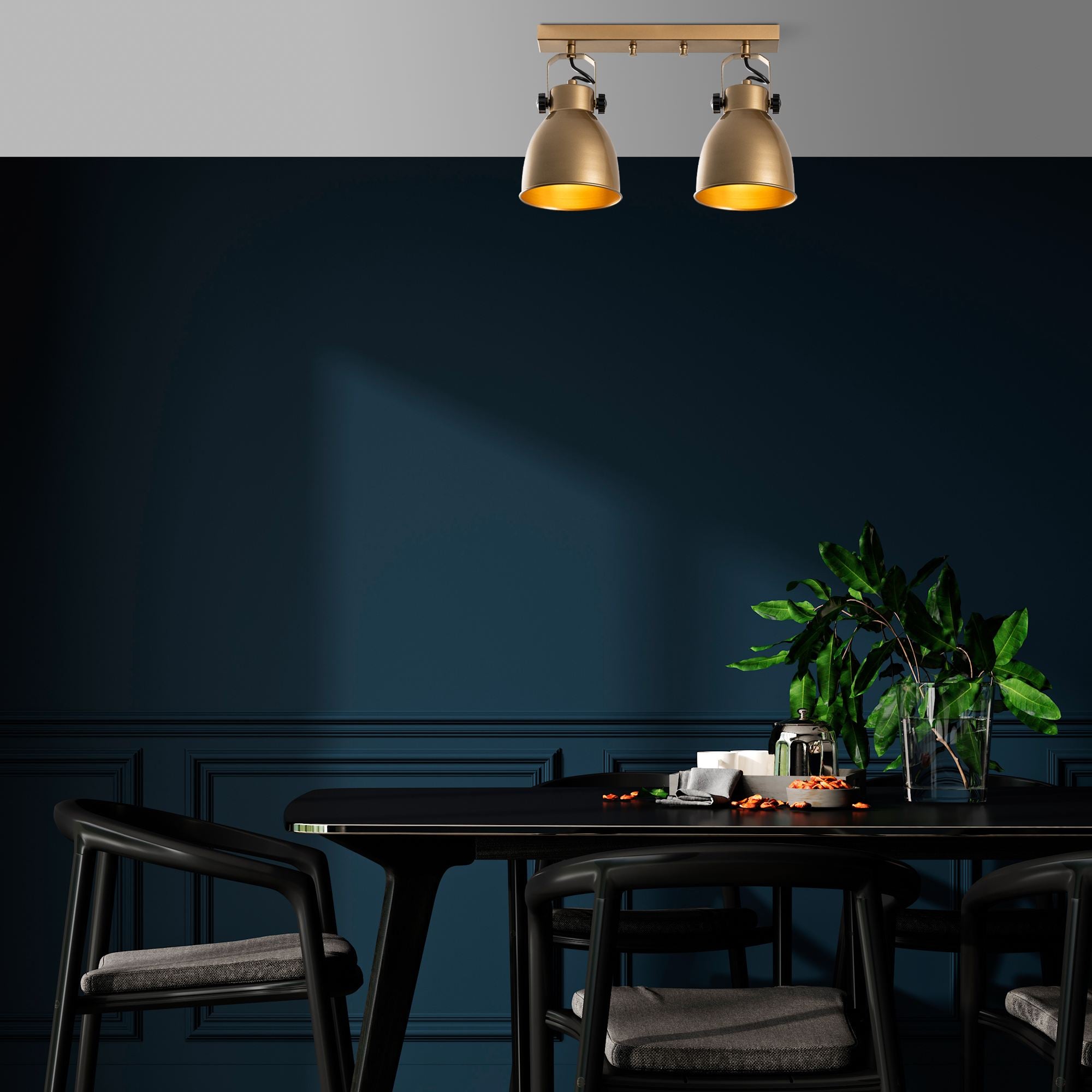 Candeeiro de Teto – 40 x 16 x 28 cm – Dourado – Metal