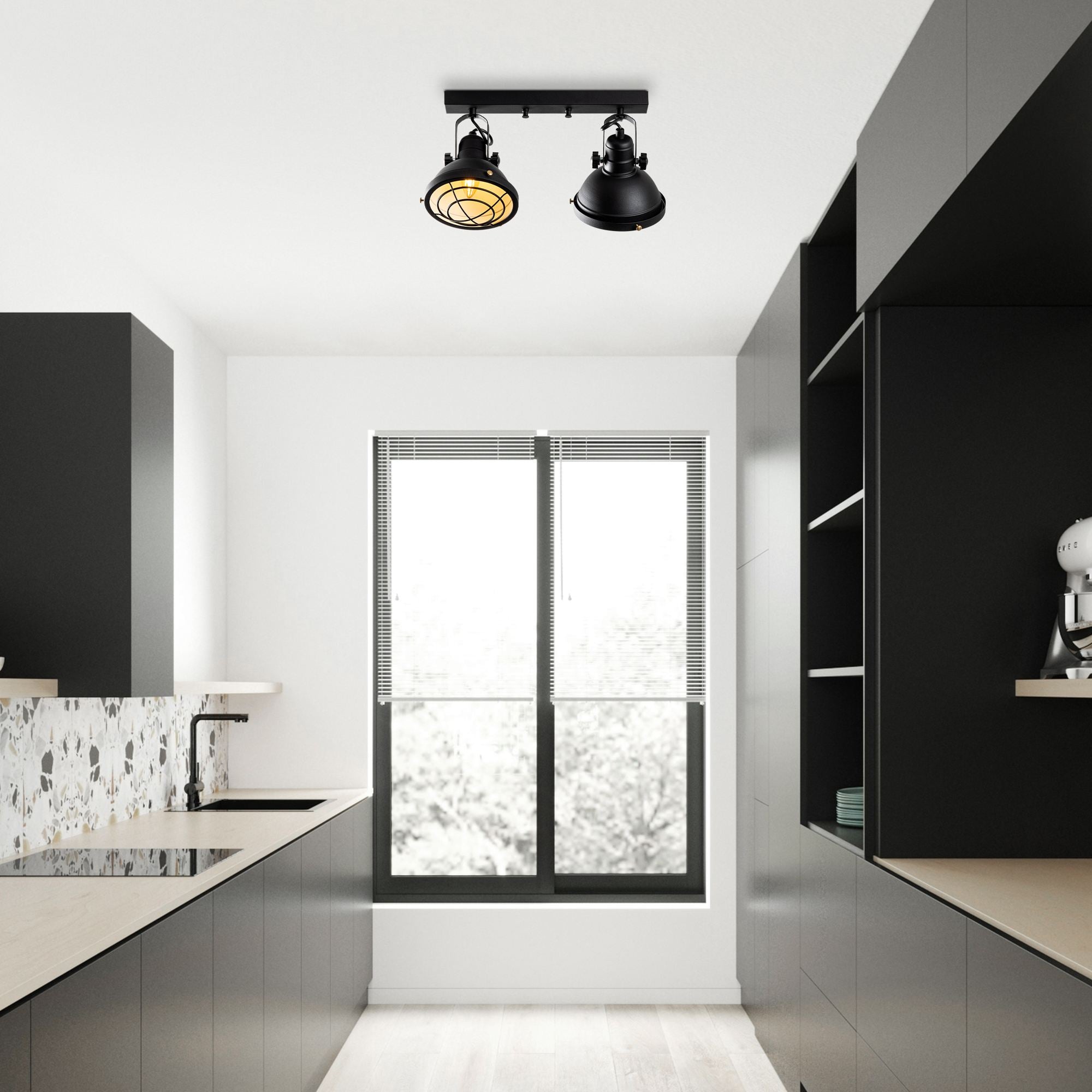 Candeeiro de Teto – 43 x 16 x 25 cm – Preto – Metal