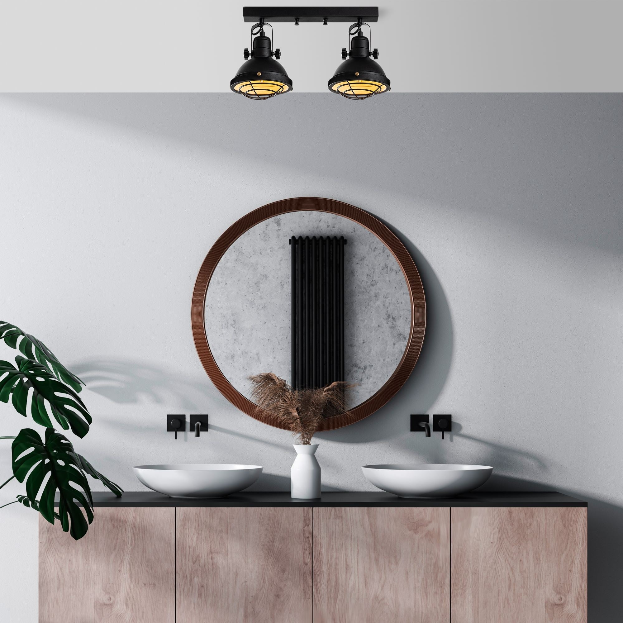 Candeeiro de Teto – 43 x 16 x 25 cm – Preto – Metal