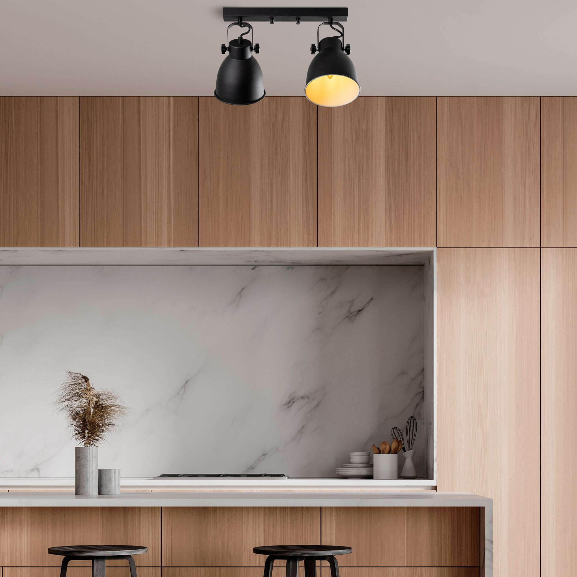 Candeeiro de Teto – 40 x 16 x 28 cm – Preto – Metal