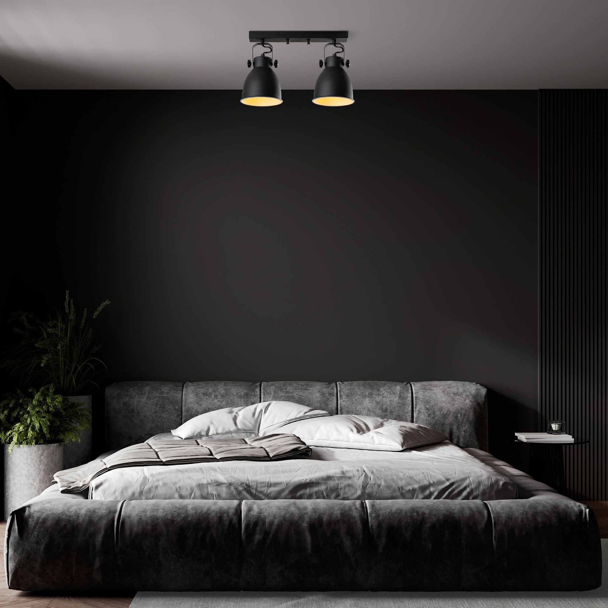 Candeeiro de Teto – 40 x 16 x 28 cm – Preto – Metal