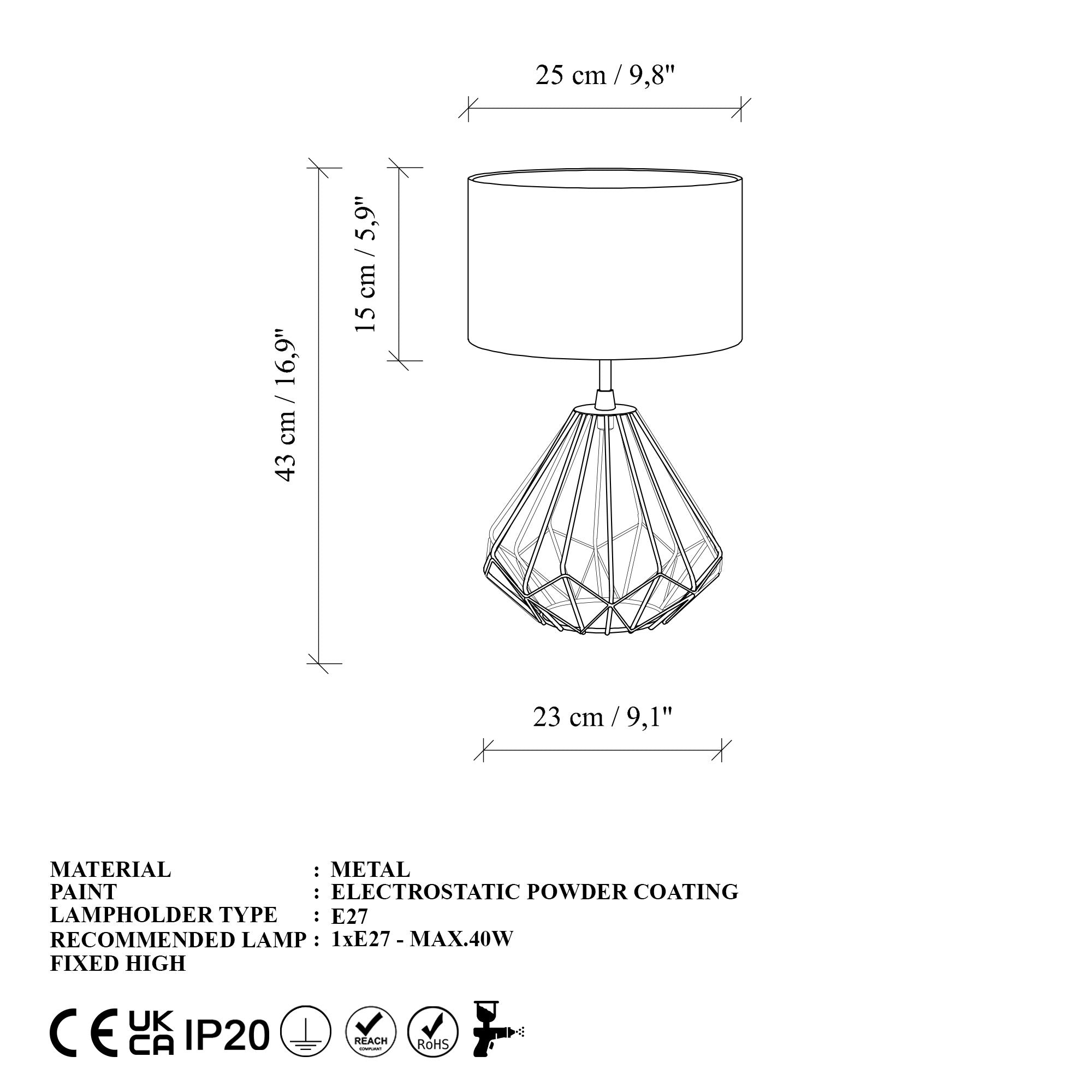 Candeeiro de mesa-Diamond-Preto