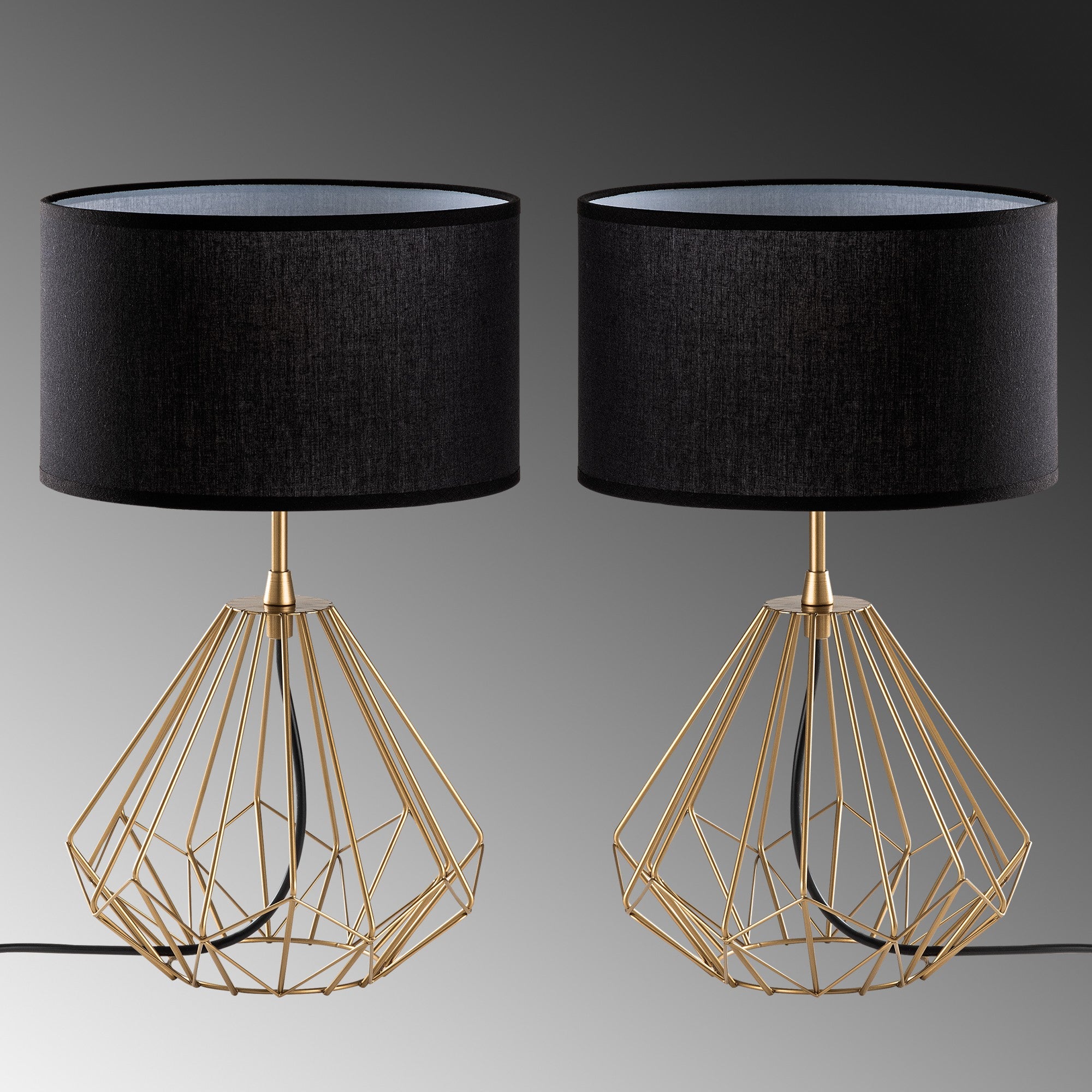 Conjunto de Candeeiros de Mesa – 25 x 25 x 43 cm – Dourado – Metal