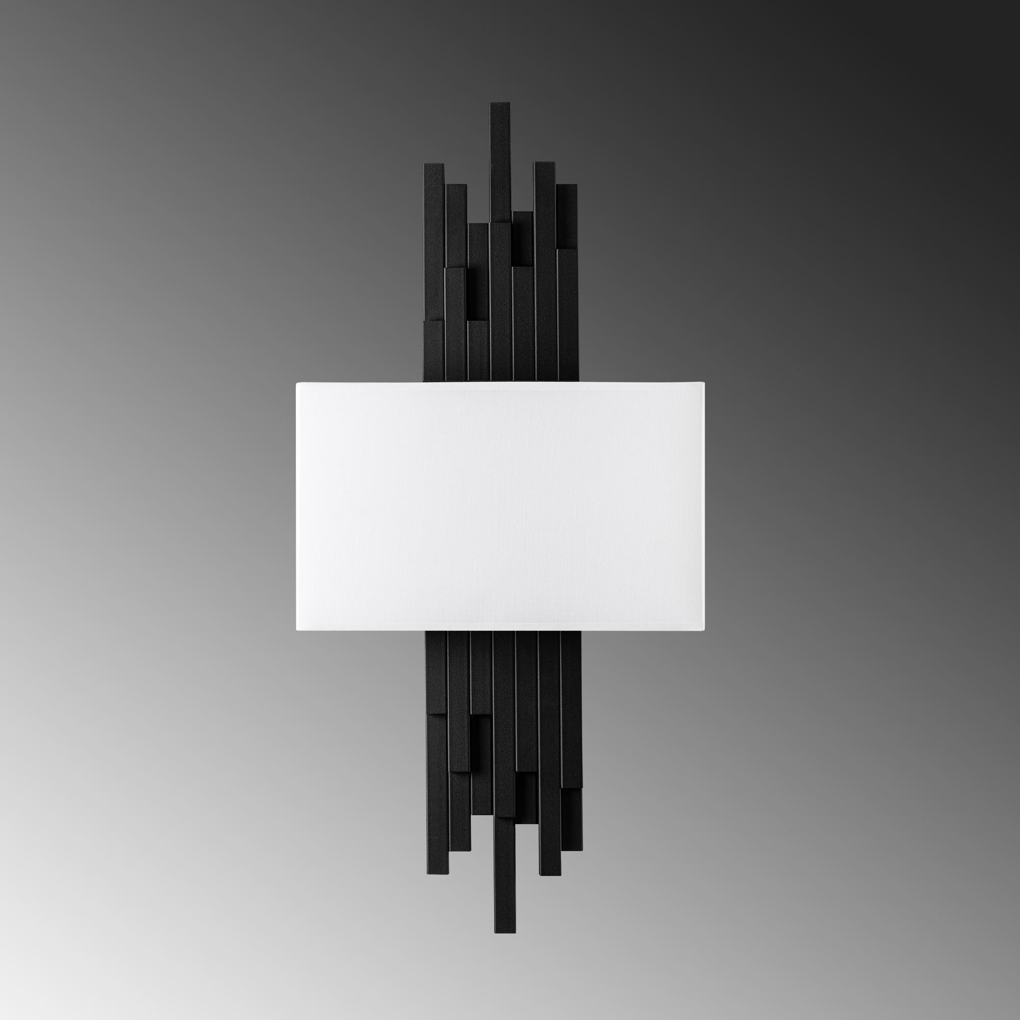 Candeeiro de Parede – 35 x 75 x 10 cm – Preto e Branco – Metal e Tecido