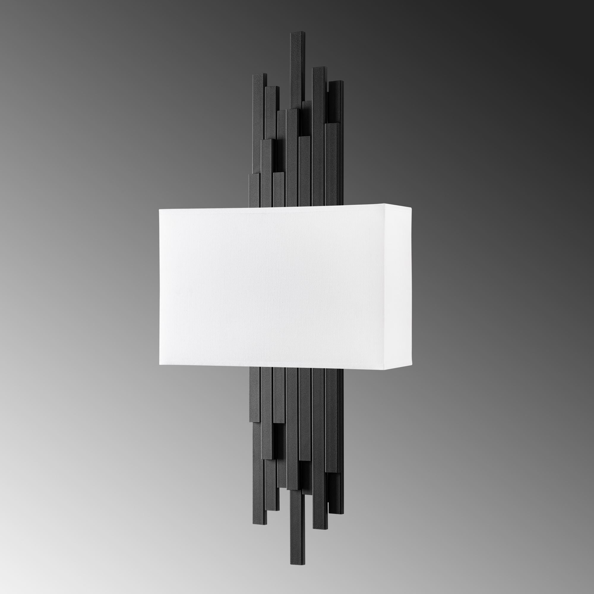 Candeeiro de Parede – 35 x 75 x 10 cm – Preto e Branco – Metal e Tecido