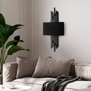 Candeeiro de Parede – 35 x 75 x 10 cm – Preto – Metal e Tecido