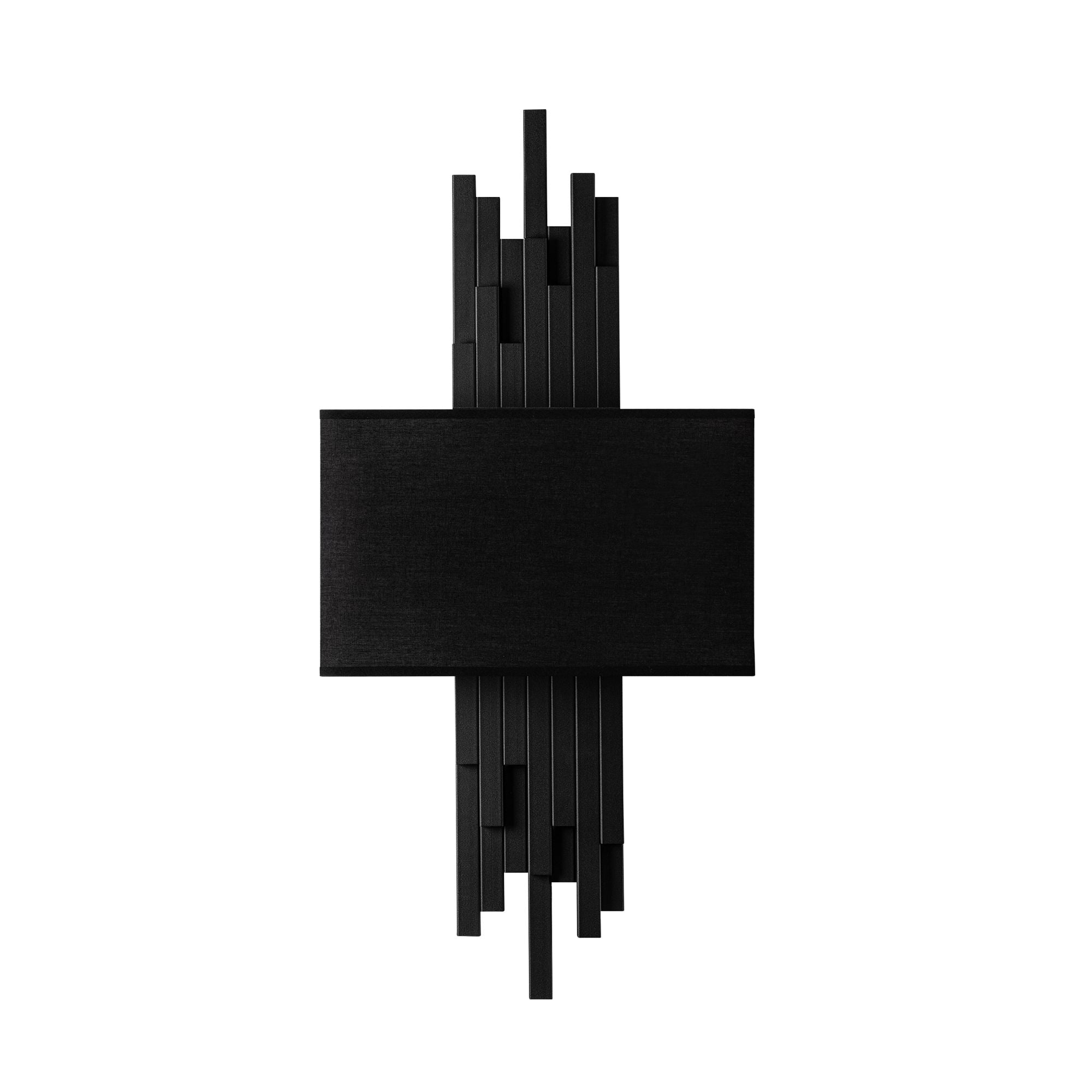 Candeeiro de Parede – 35 x 75 x 10 cm – Preto – Metal e Tecido