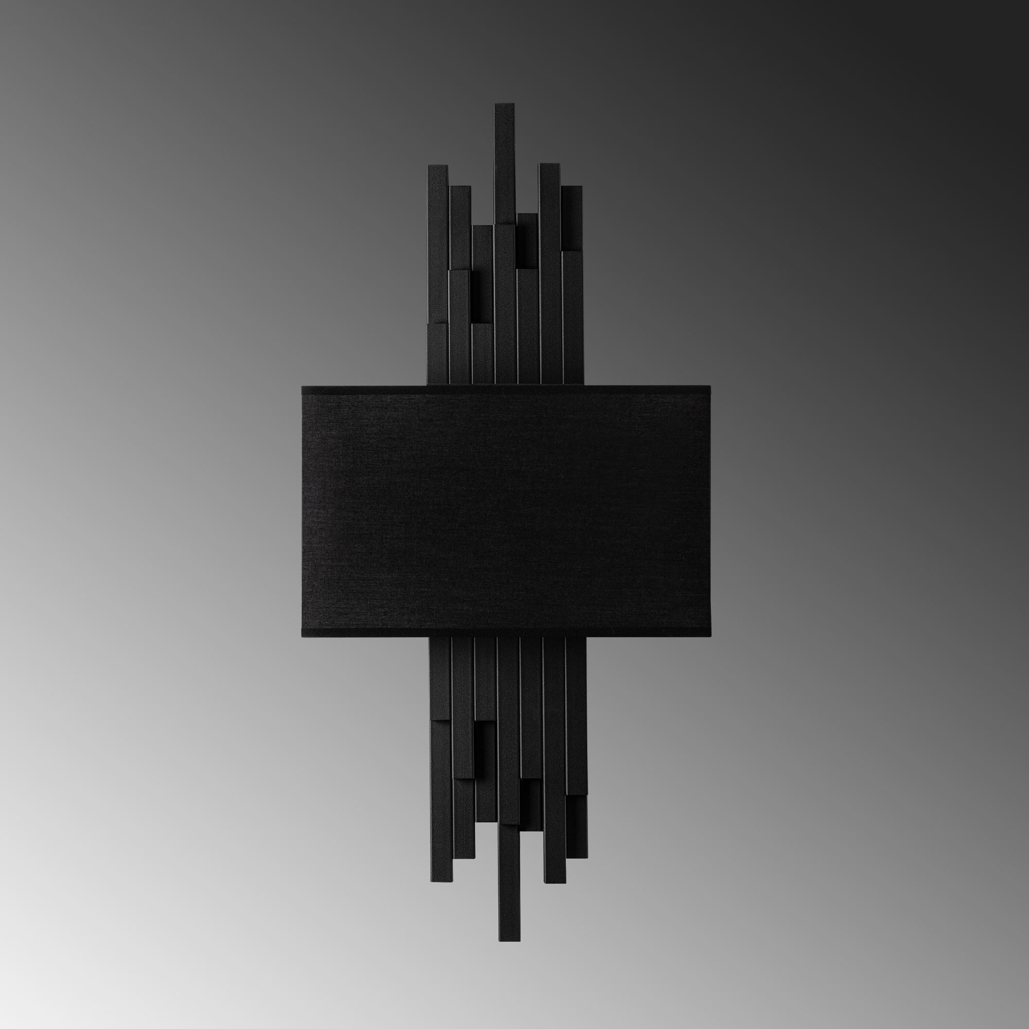 Candeeiro de Parede – 35 x 75 x 10 cm – Preto – Metal e Tecido