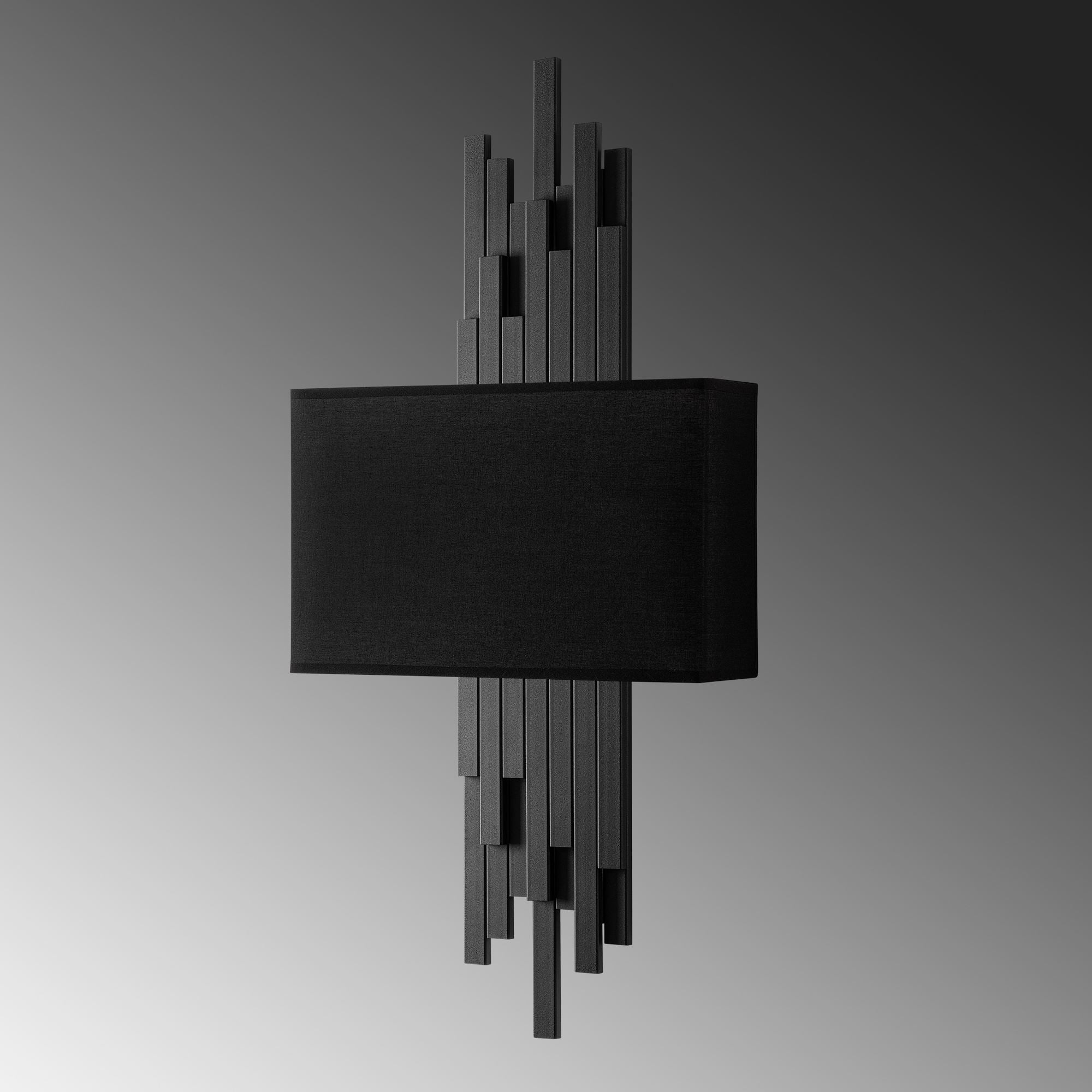 Candeeiro de Parede – 35 x 75 x 10 cm – Preto – Metal e Tecido