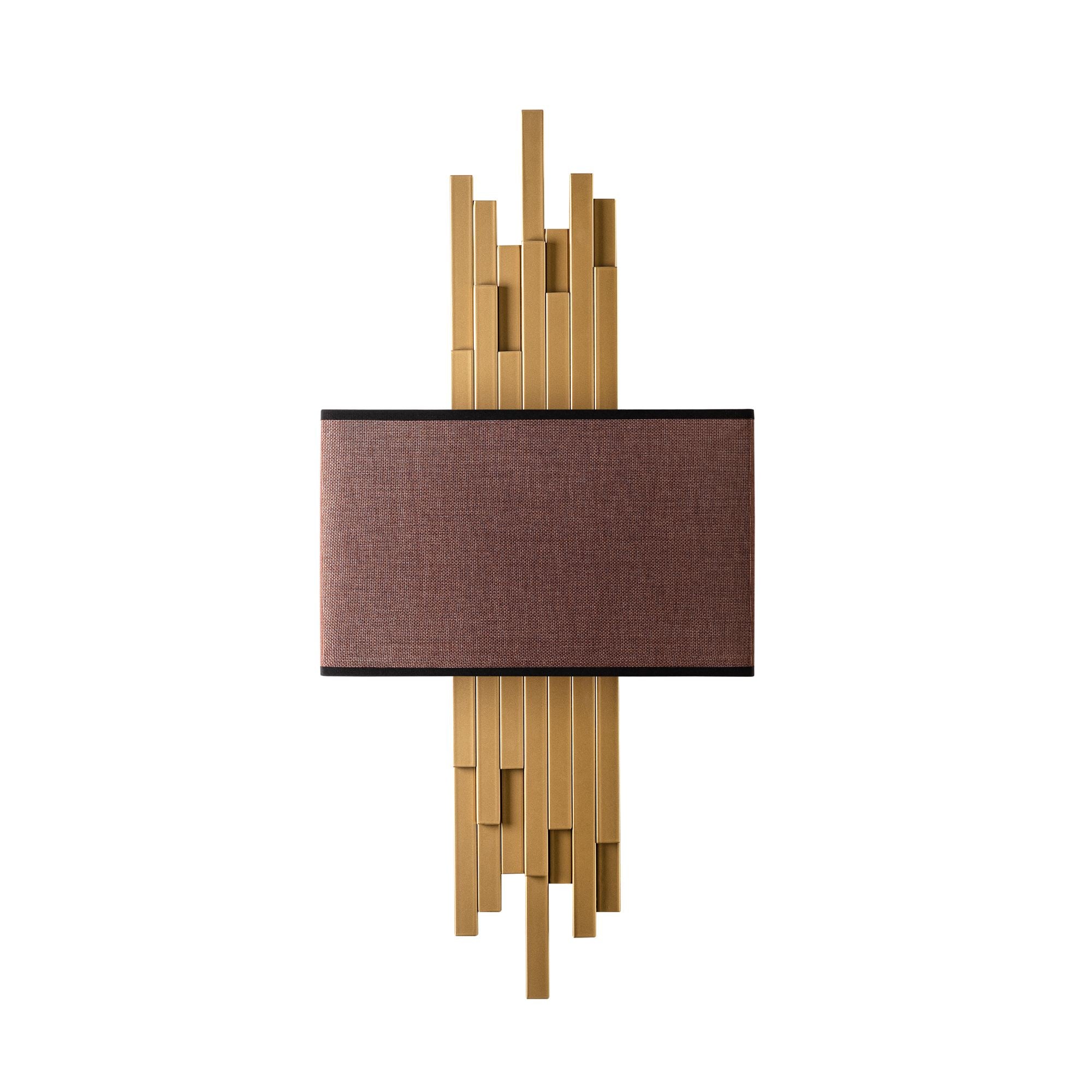 Candeeiro de Parede – 35 x 75 x 10 cm – Dourado e Marrom – Metal