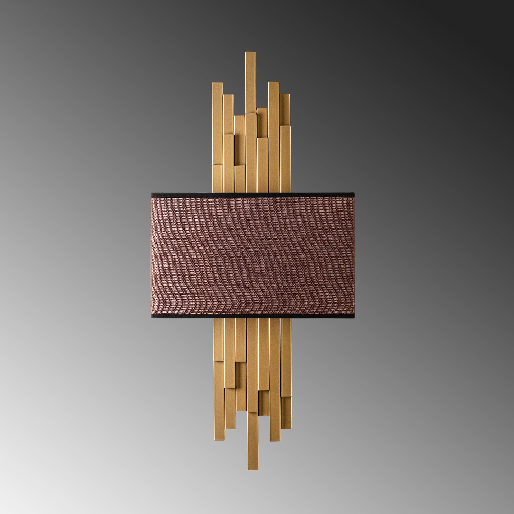 Candeeiro de Parede – 35 x 75 x 10 cm – Dourado e Marrom – Metal