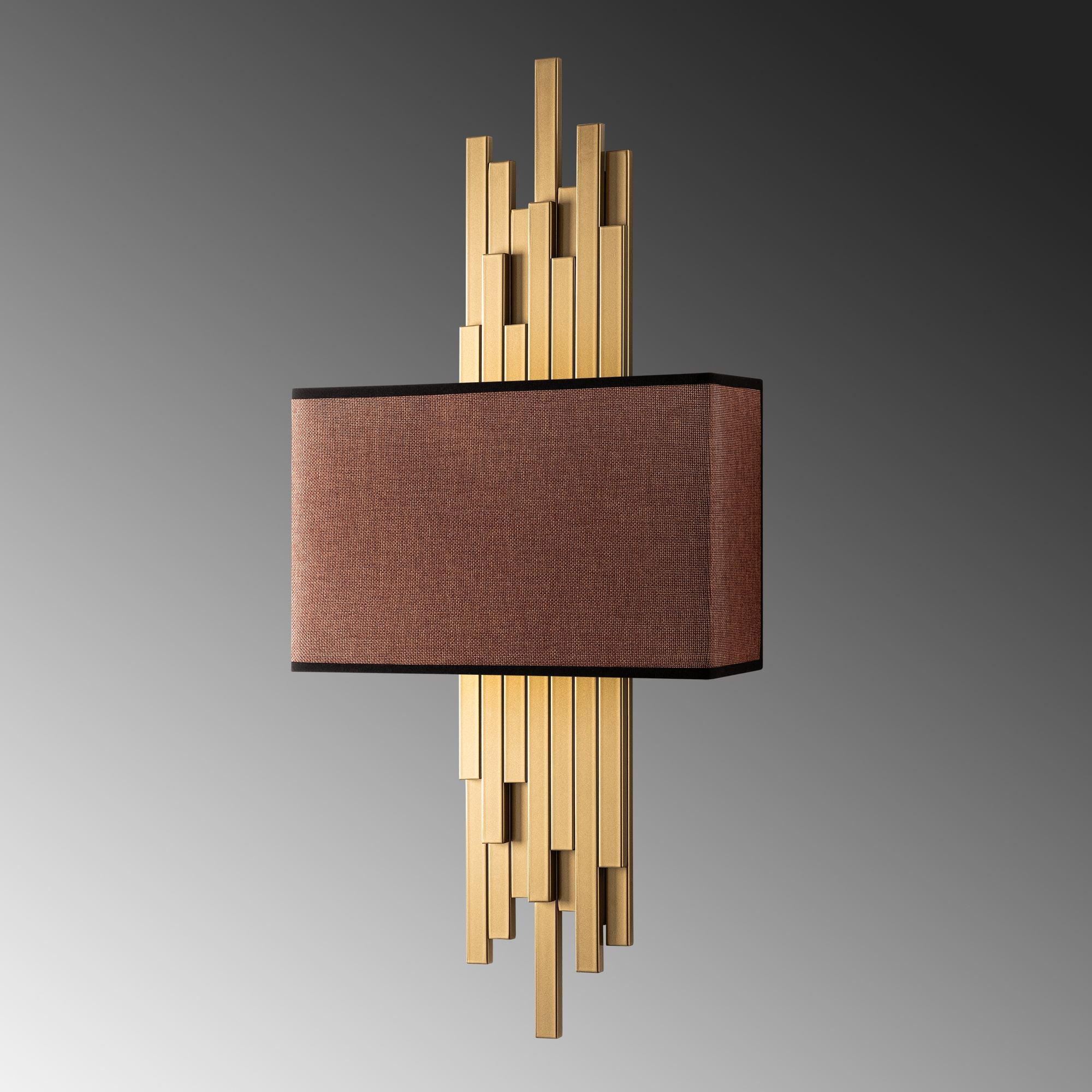 Candeeiro de Parede – 35 x 75 x 10 cm – Dourado e Marrom – Metal