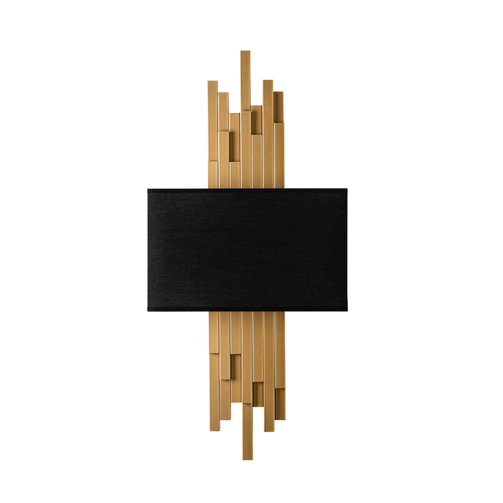 Candeeiro de Parede – 35 x 75 x 10 cm – Dourado e Preto – Metal e Tecido