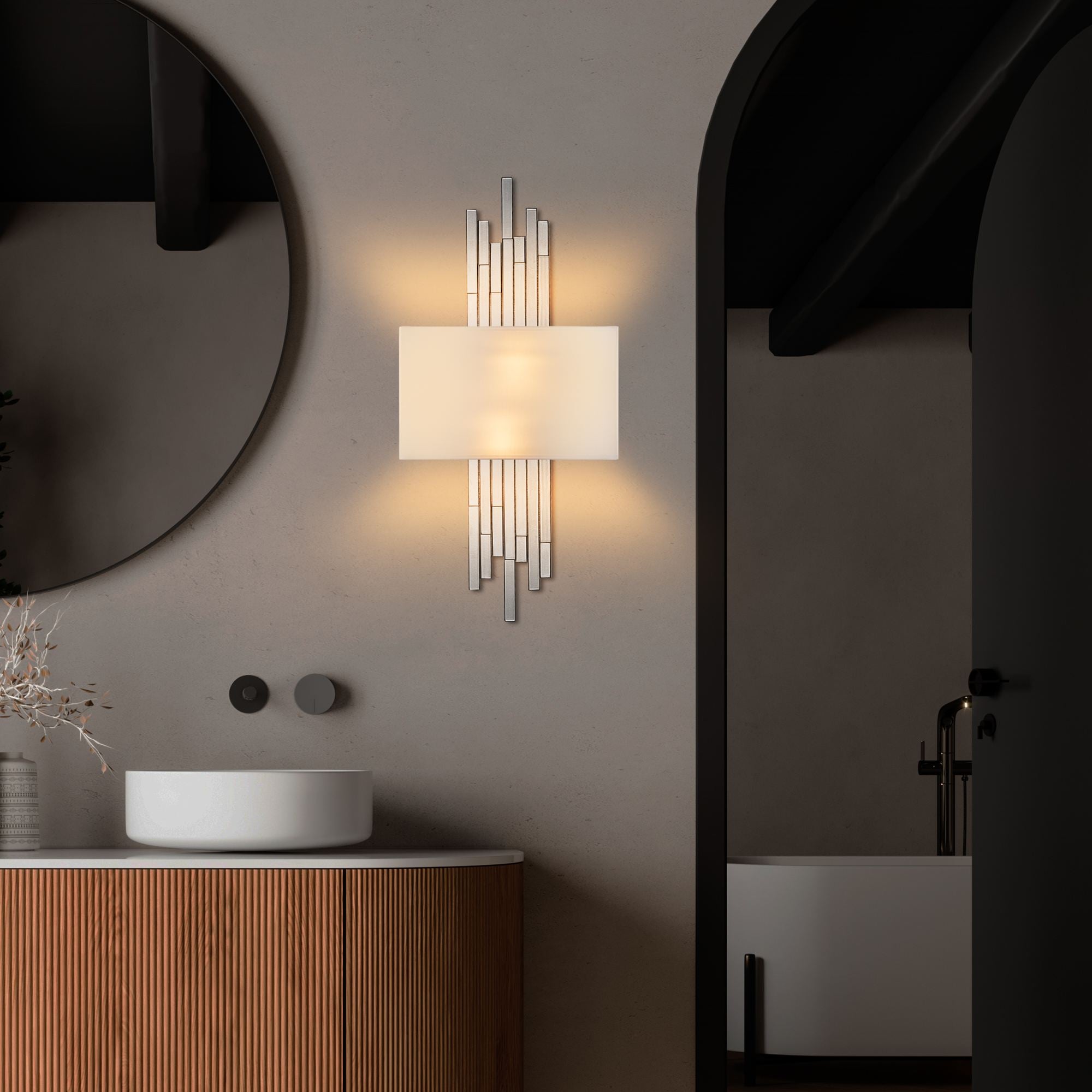 Candeeiro de Parede – 35 x 75 x 10 cm – Branco – Metal