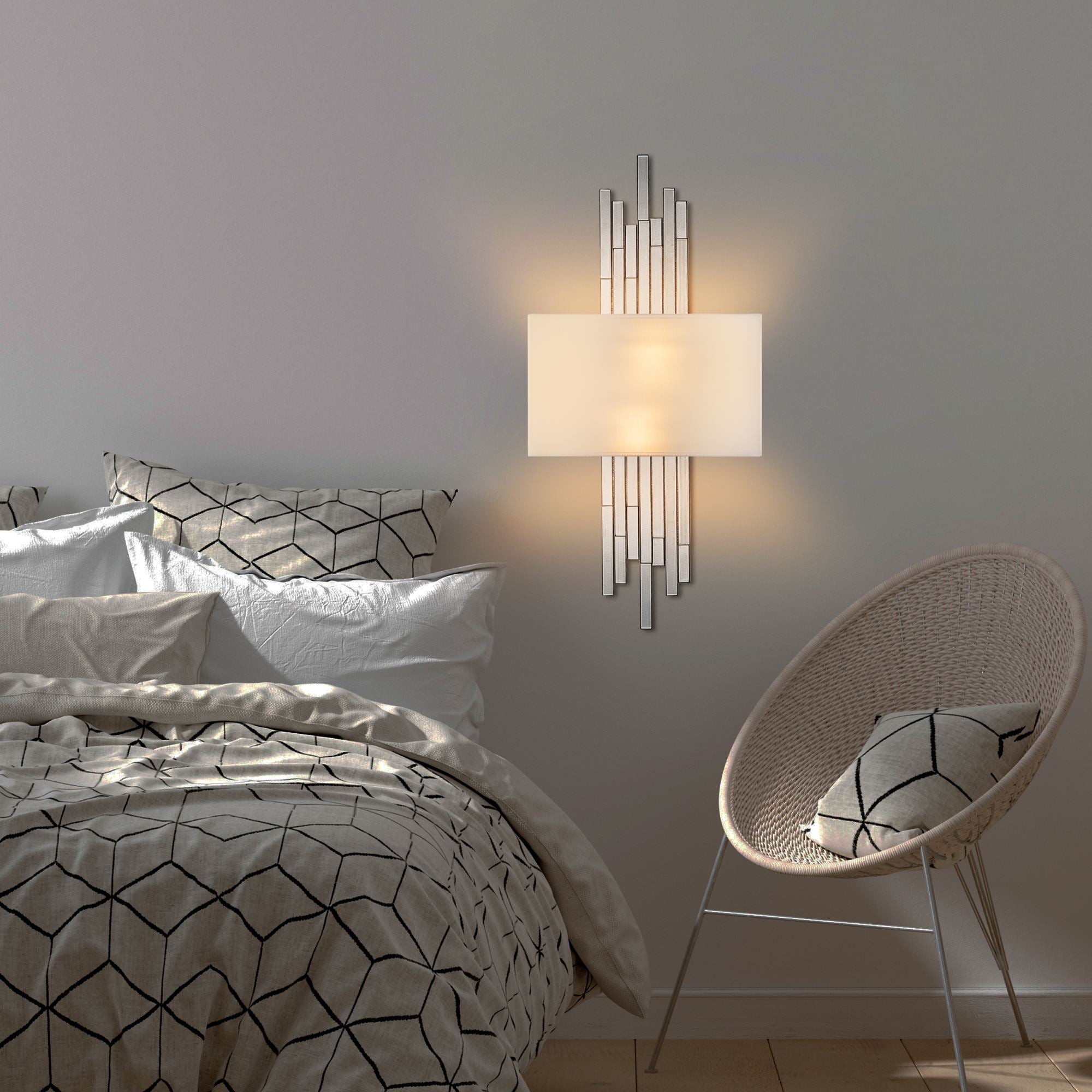 Candeeiro de Parede – 35 x 75 x 10 cm – Branco – Metal