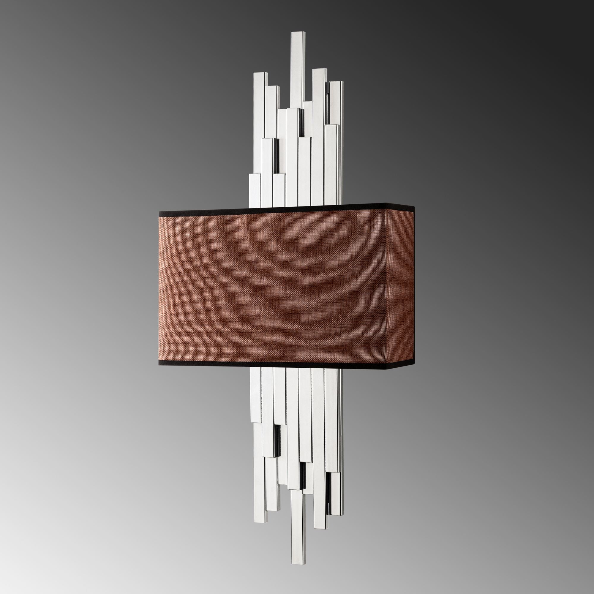 Candeeiro de Parede – 35 x 75 x 10 cm – Branco e Marrom – Metal e Tecido