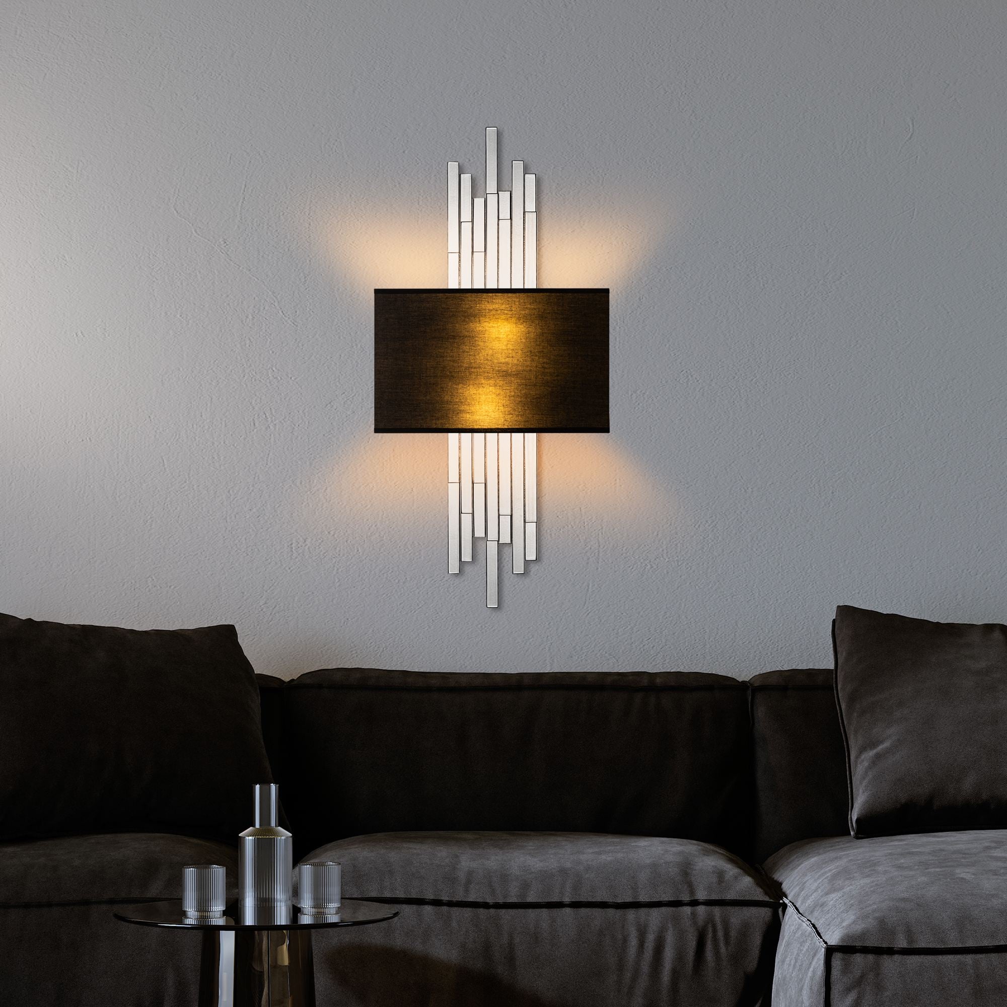 Candeeiro de Parede – 35 x 75 x 10 cm – Branco e Preto – Metal