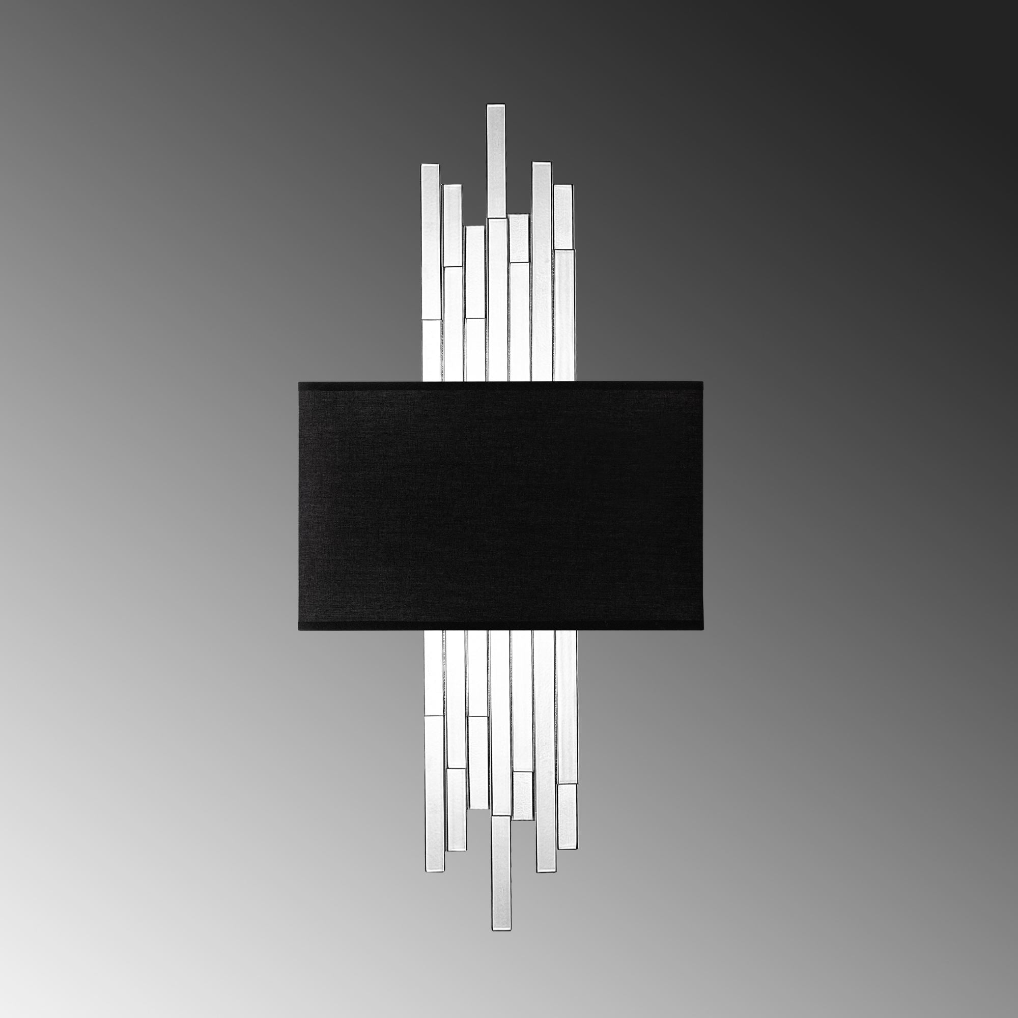 Candeeiro de Parede – 35 x 75 x 10 cm – Branco e Preto – Metal