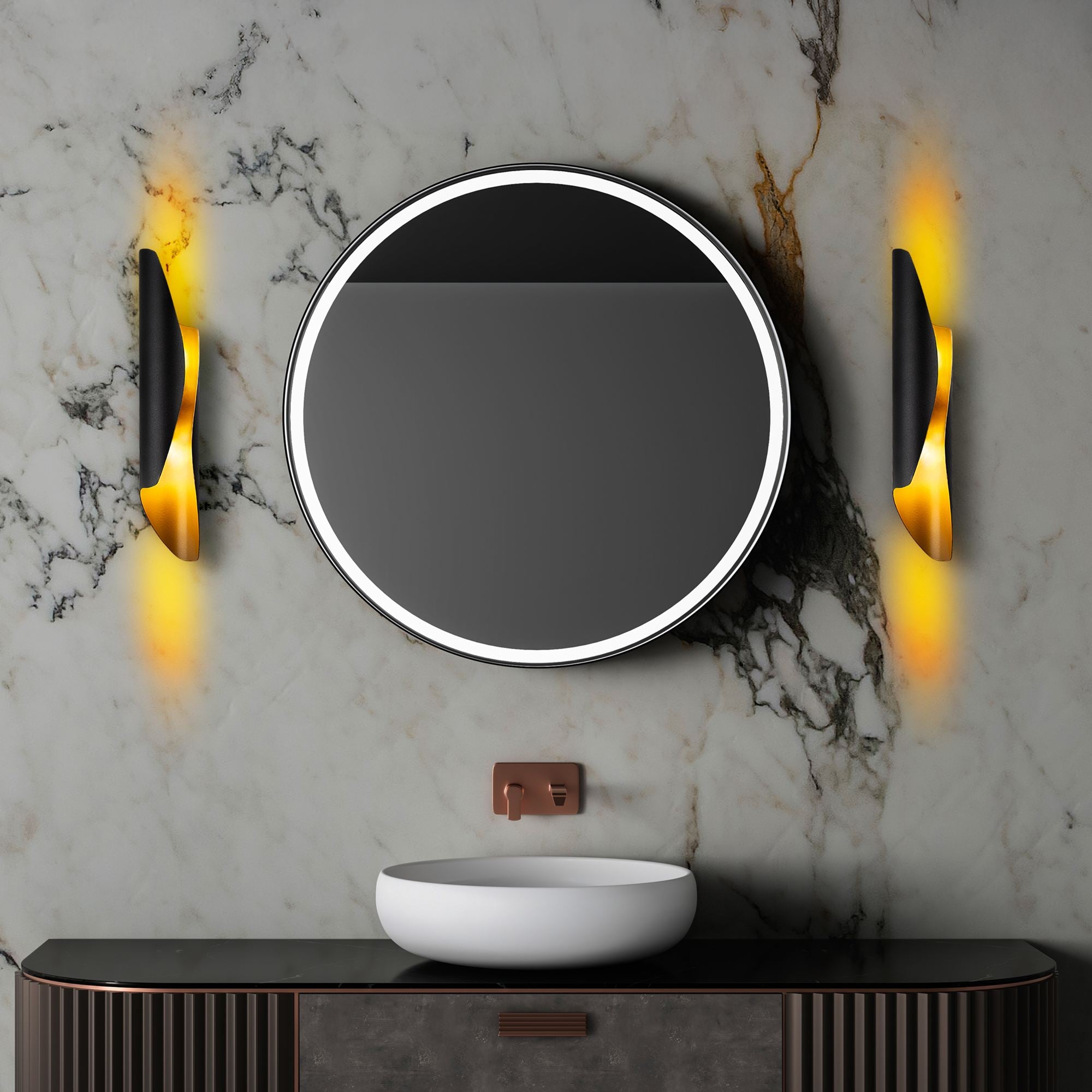 Candeeiro de Parede – 8 x 40 x 11 cm – Preto – Metal