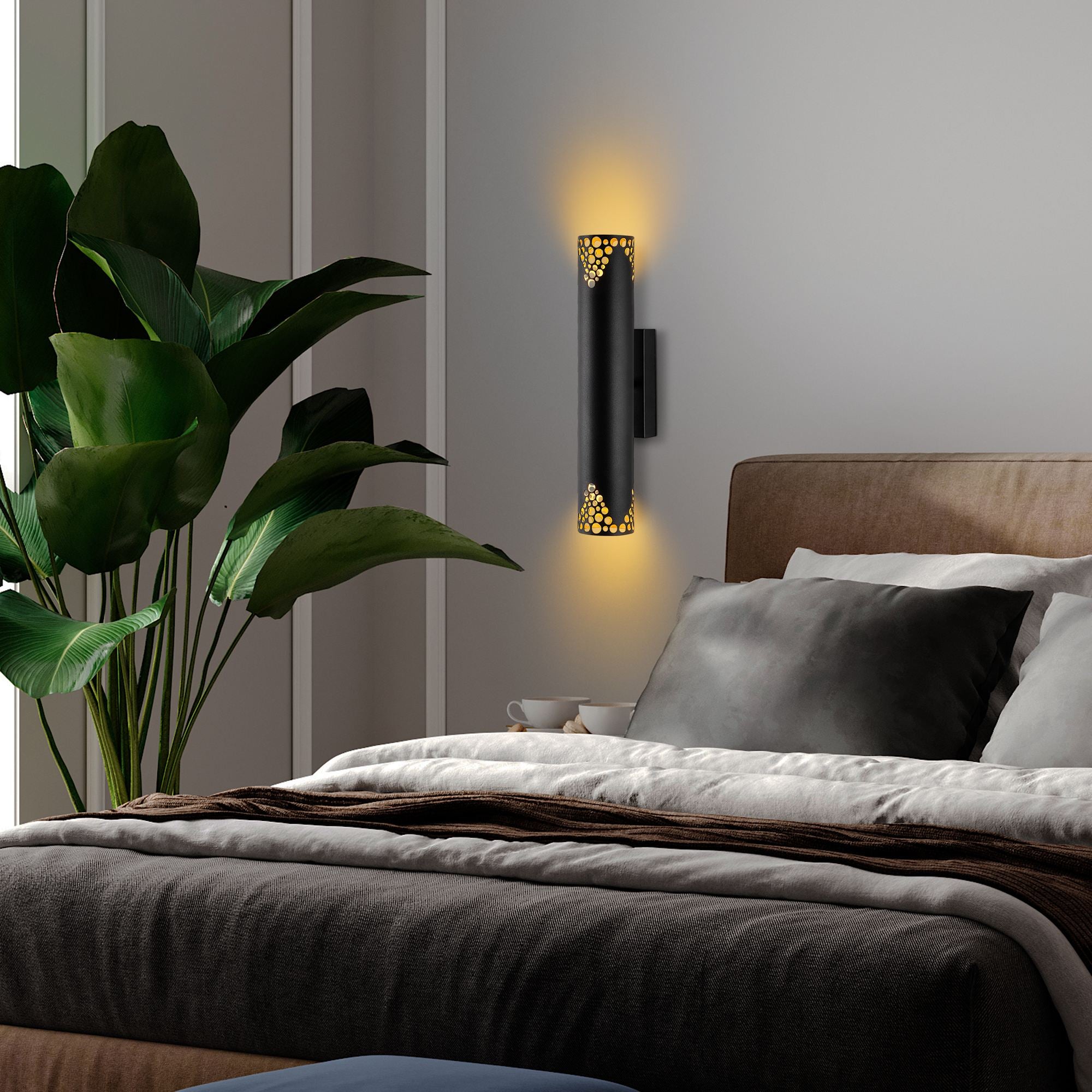 Candeeiro de Parede – 8 x 40 x 13 cm – Preto – Metálico