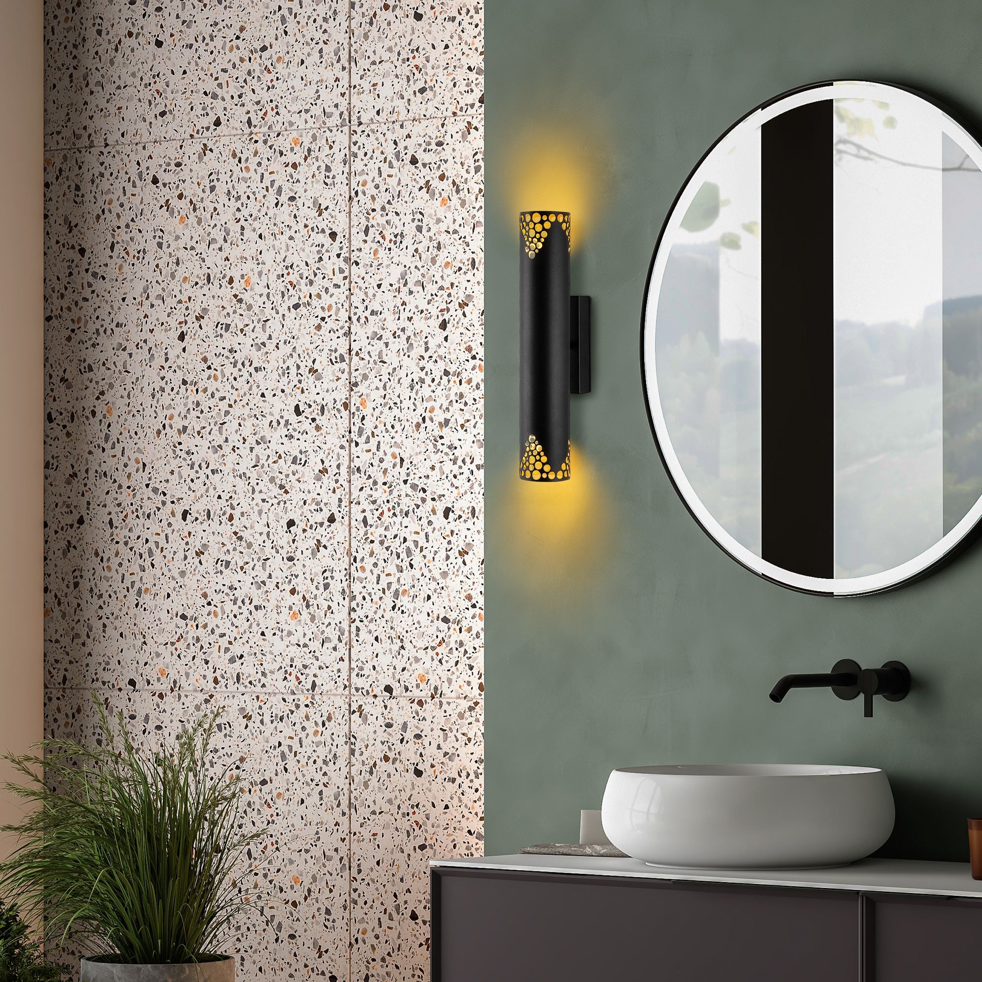 Candeeiro de Parede – 8 x 40 x 13 cm – Preto – Metálico