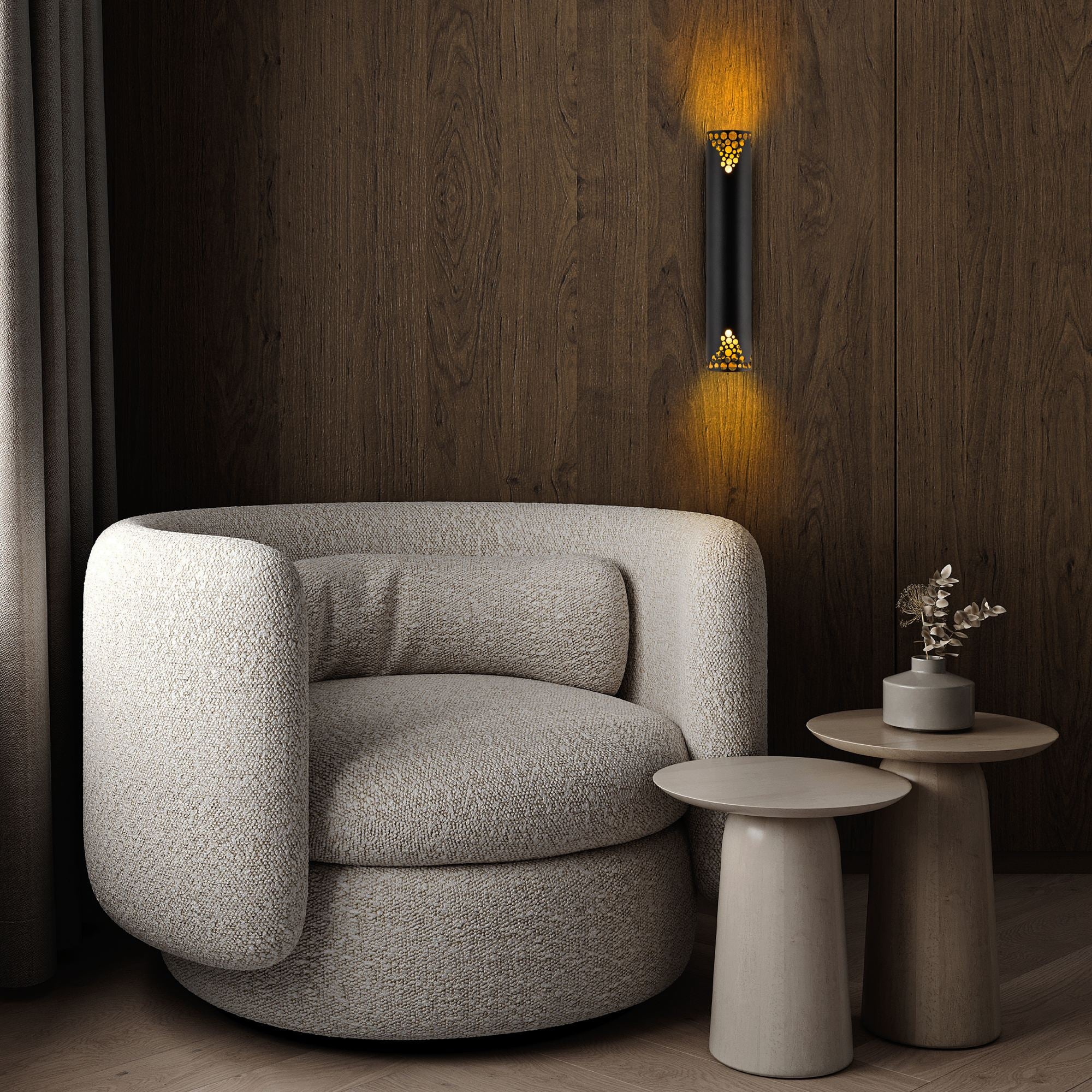 Candeeiro de Parede – 8 x 40 x 13 cm – Preto – Metálico