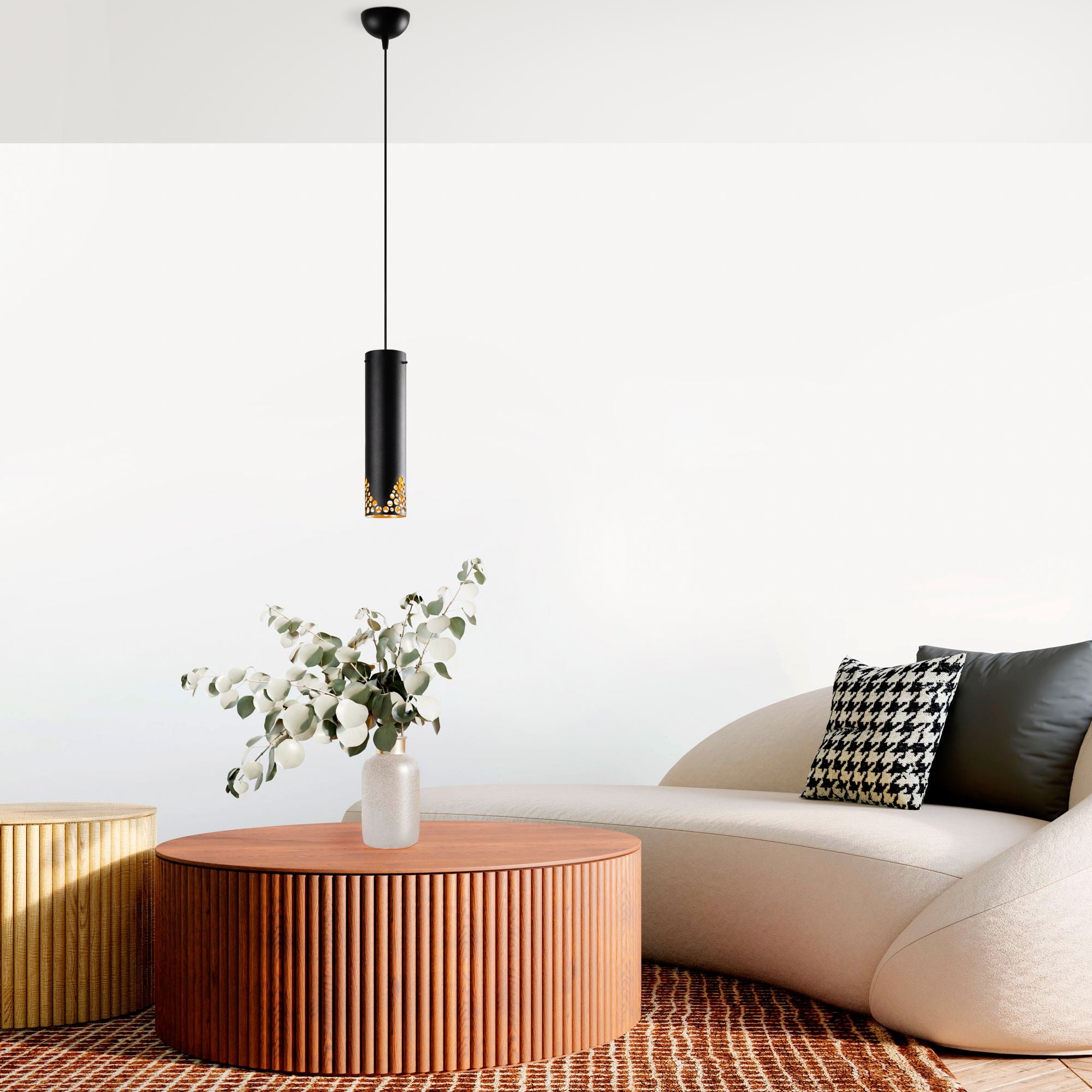 Candeeiro de Teto – 8 x 8 x 126 cm – Preto – Metal