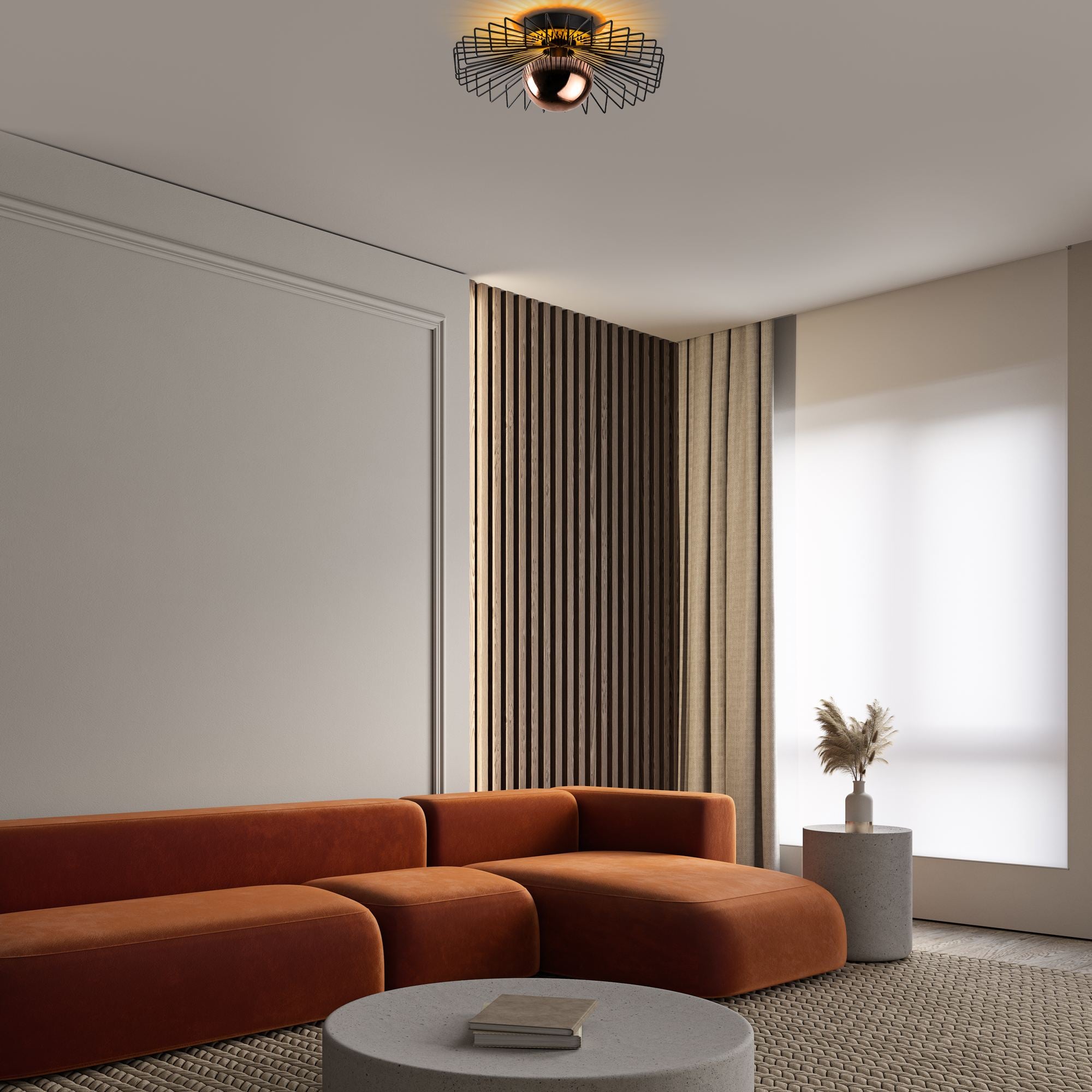 Candeeiro de Teto – 45 x 45 x 18 cm – Preto – Metal