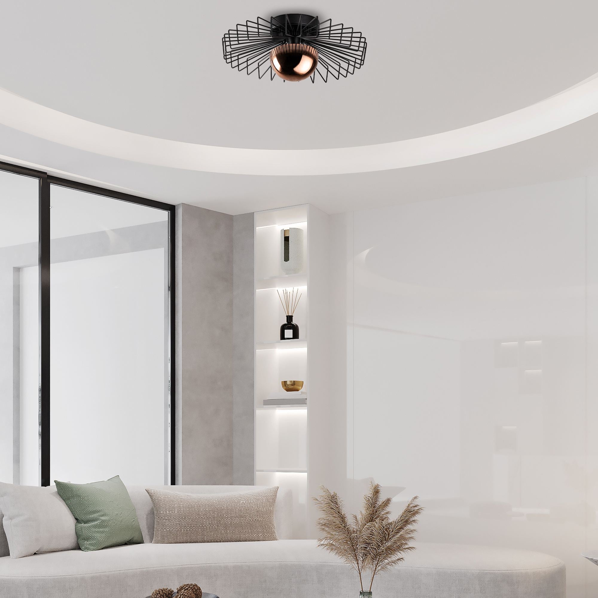 Candeeiro de Teto – 45 x 45 x 18 cm – Preto – Metal