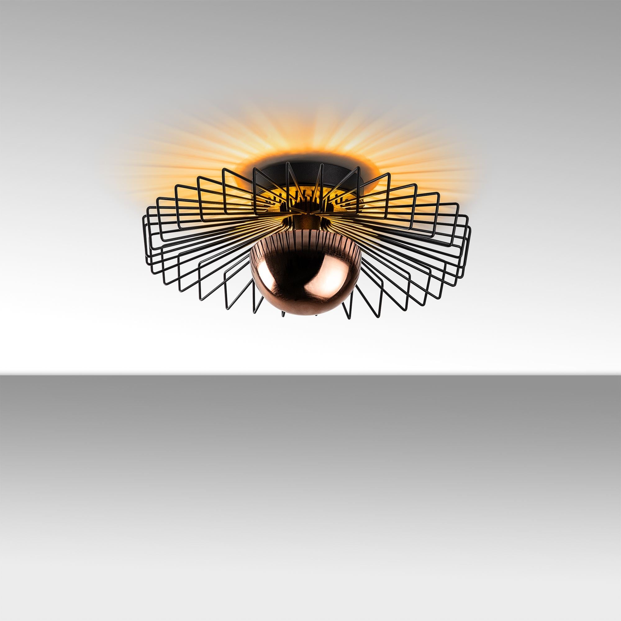 Candeeiro de Teto – 45 x 45 x 18 cm – Preto – Metal