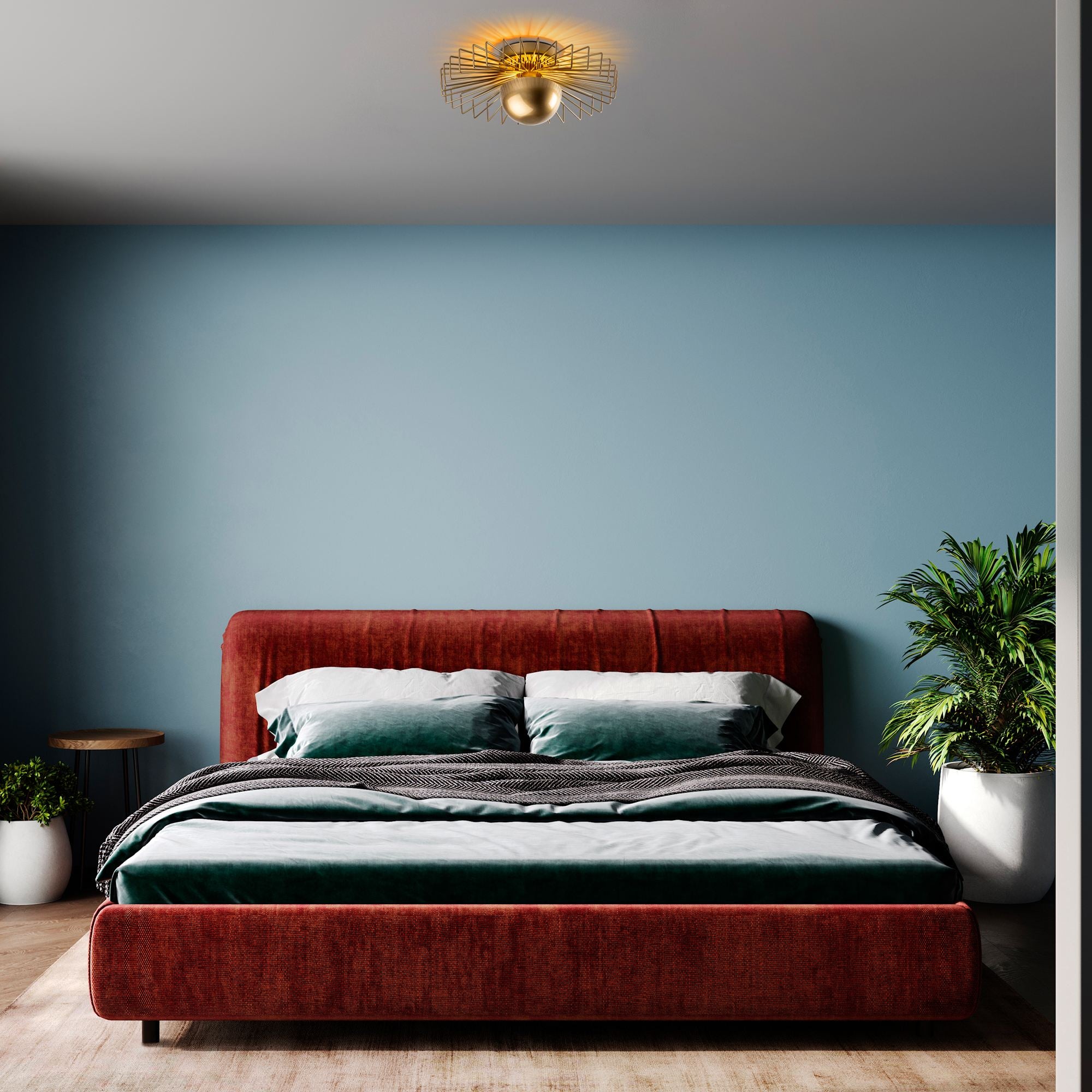 Candeeiro de Teto – 45 x 45 x 18 cm – Ouro – Metal