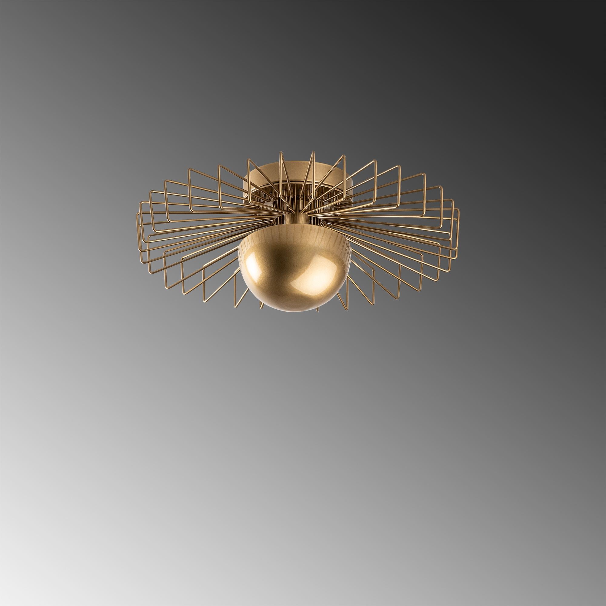 Candeeiro de Teto – 45 x 45 x 18 cm – Ouro – Metal