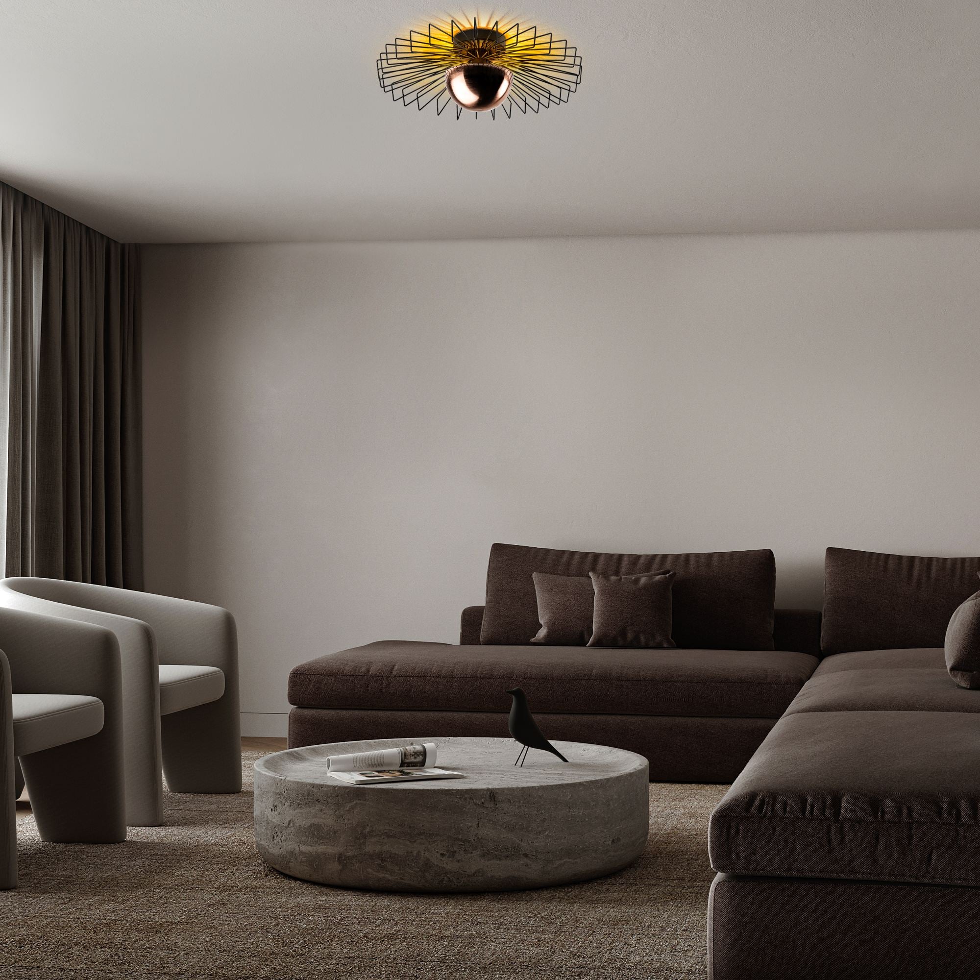 Candeeiro de Teto – 60 x 60 x 24 – Preto – Metal