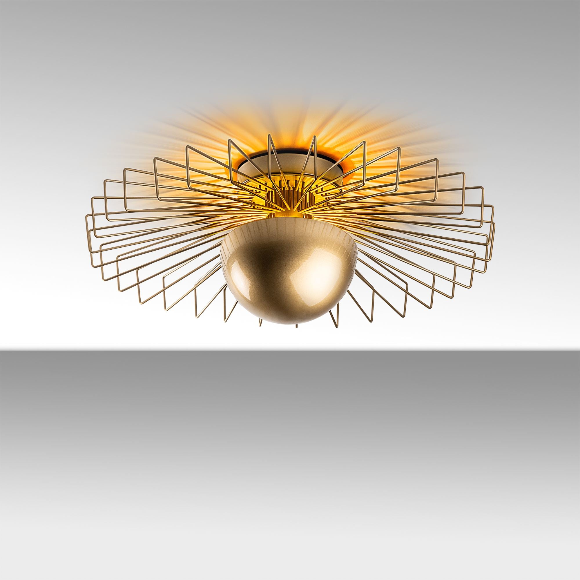 Candeeiro de Teto – 60 x 60 x 24 cm – Dourado – Metal