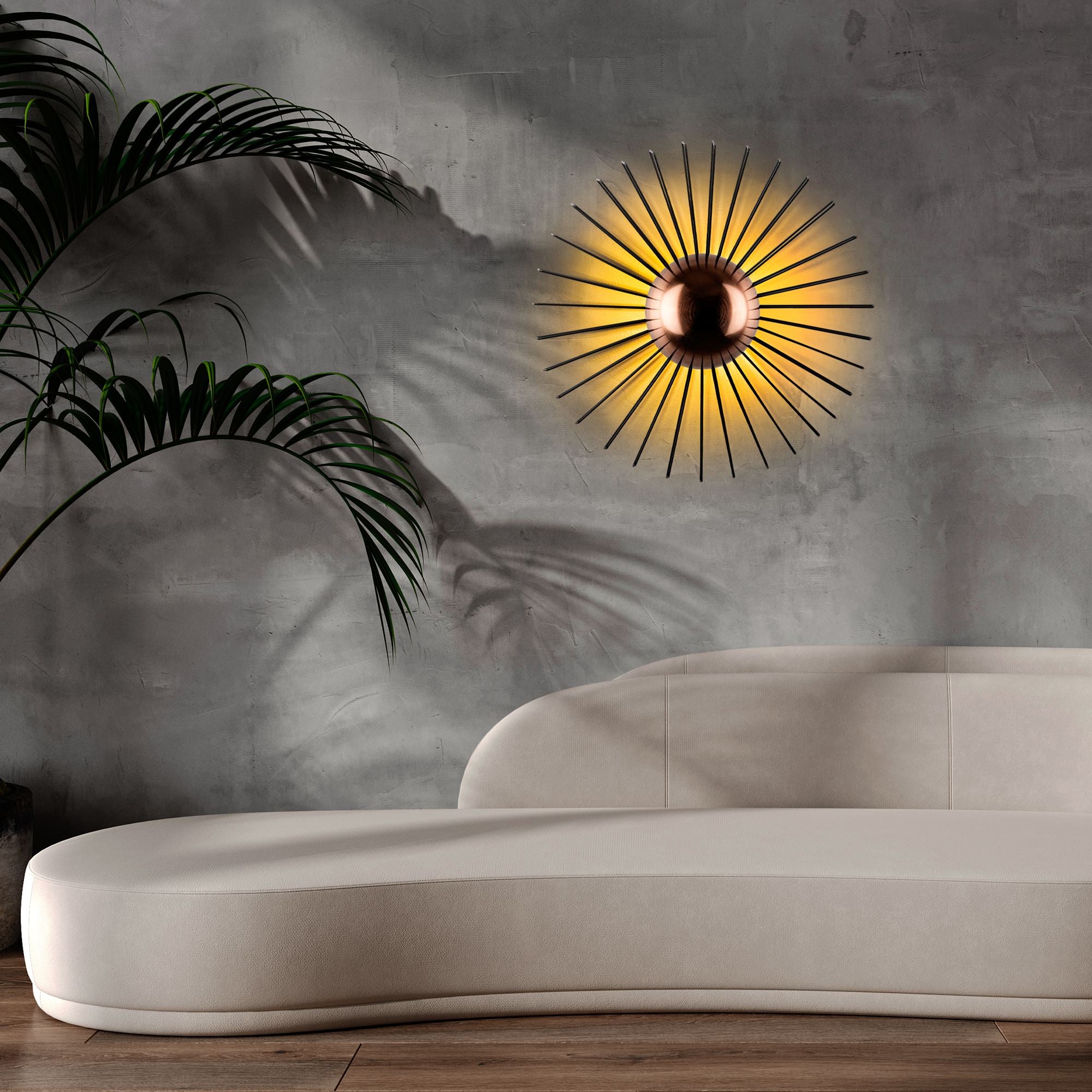 Candeeiro de Parede – 60 x 60 x 24 cm – Preto – Metal