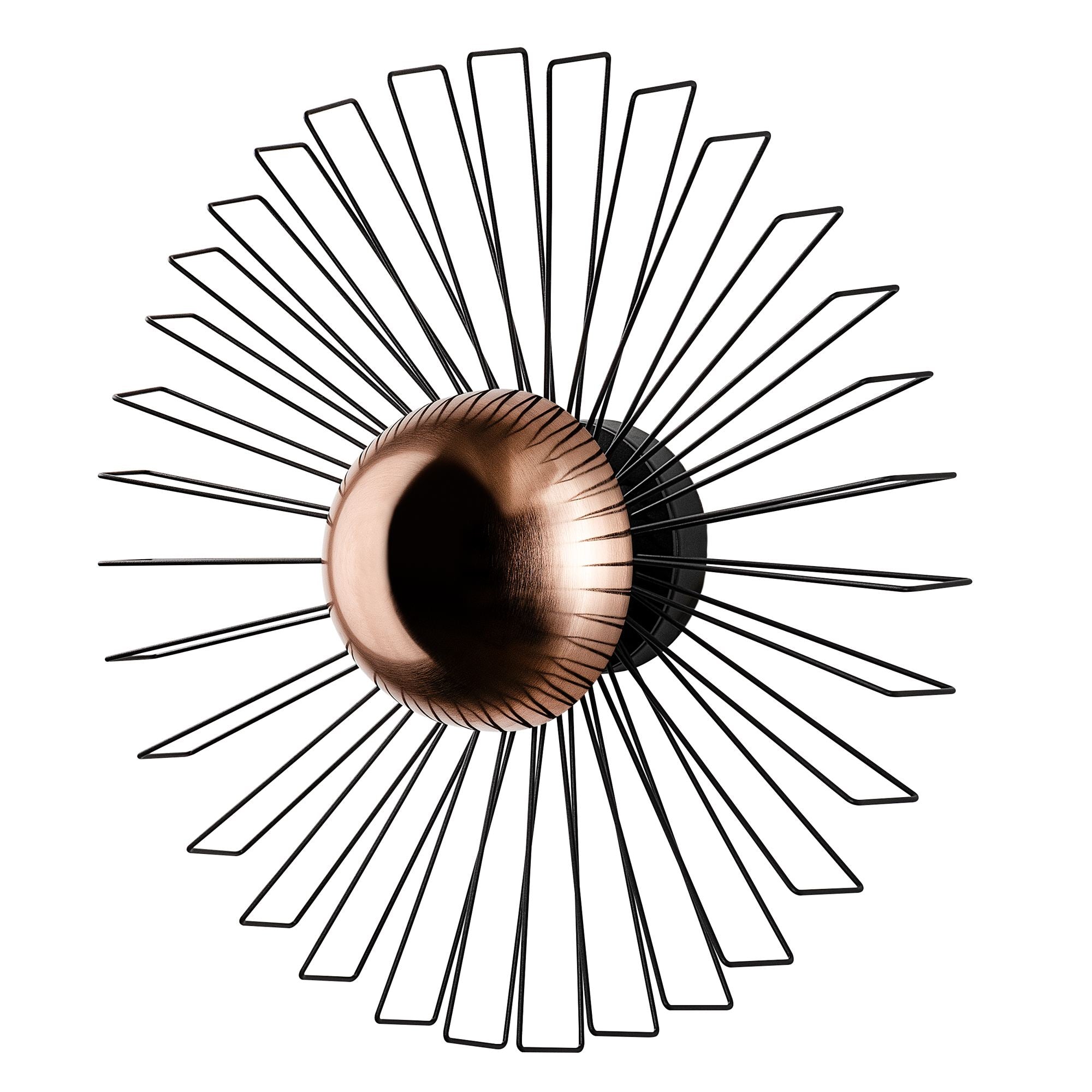 Candeeiro de Parede – 60 x 60 x 24 cm – Preto – Metal