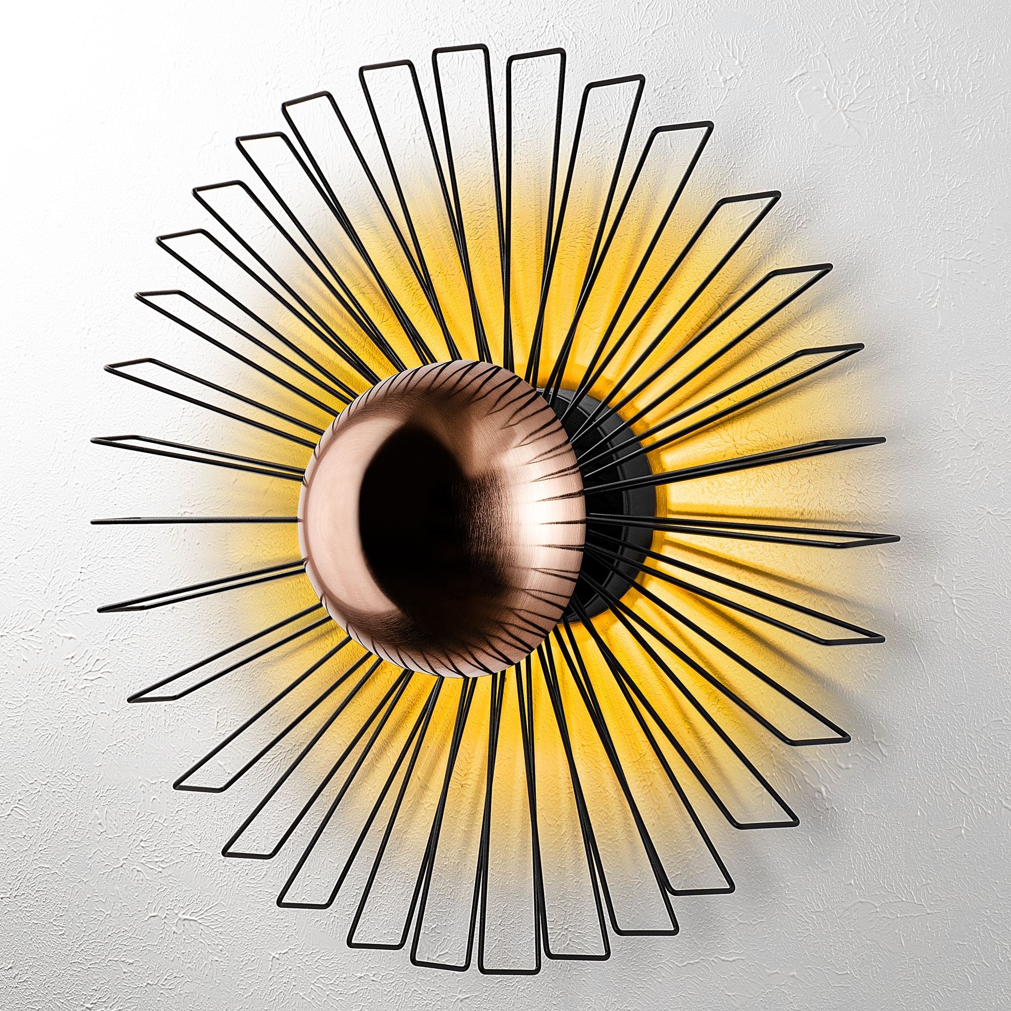 Candeeiro de Parede – 60 x 60 x 24 cm – Preto – Metal