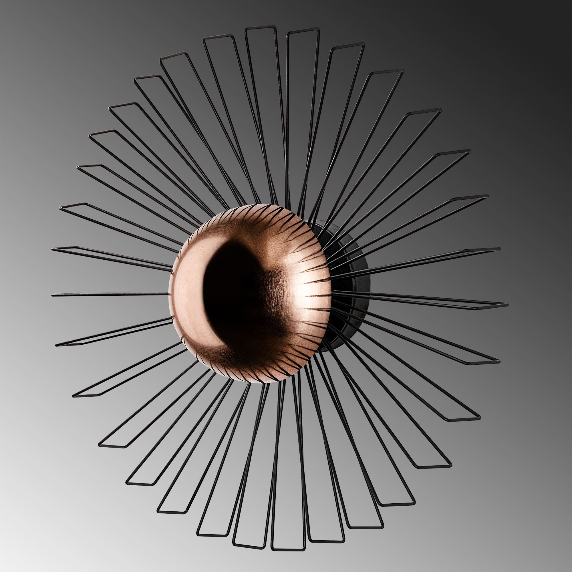 Candeeiro de Parede – 60 x 60 x 24 cm – Preto – Metal