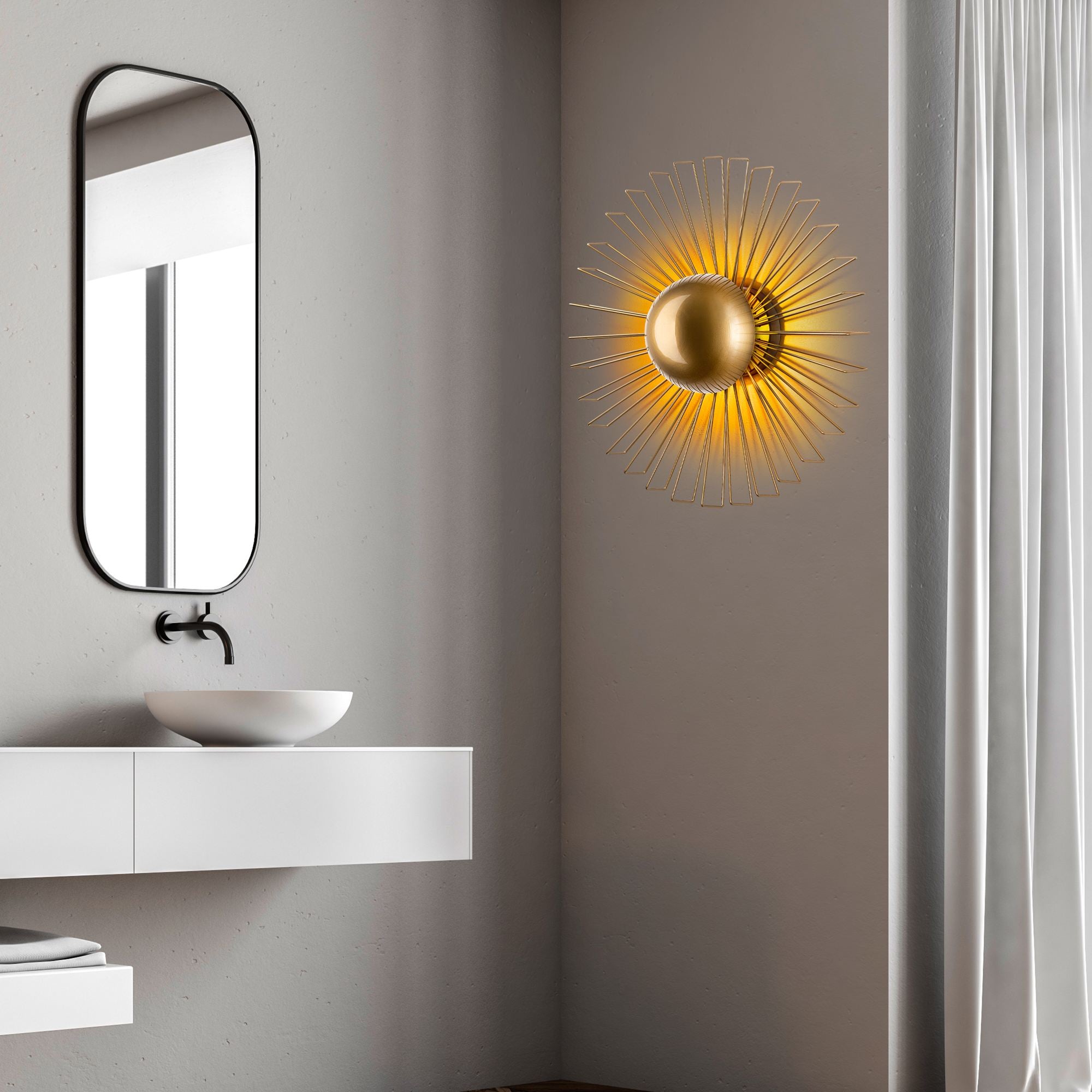 Candeeiro de Parede – 60 x 60 x 24 cm – Dourado – Metal