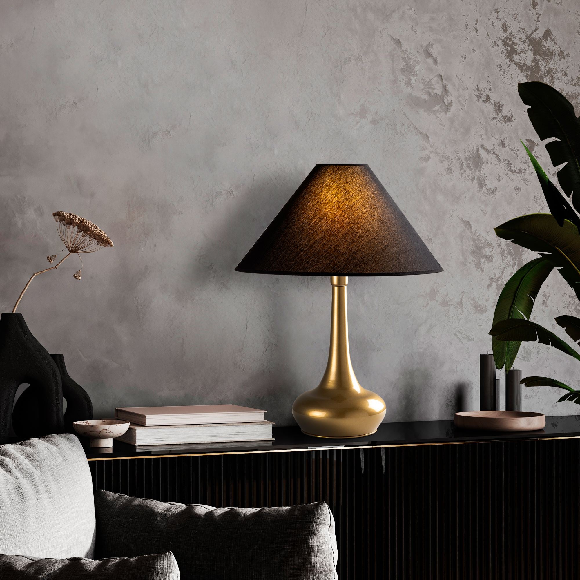 Candeeiro de mesa-Luna-Dourado
Preto
