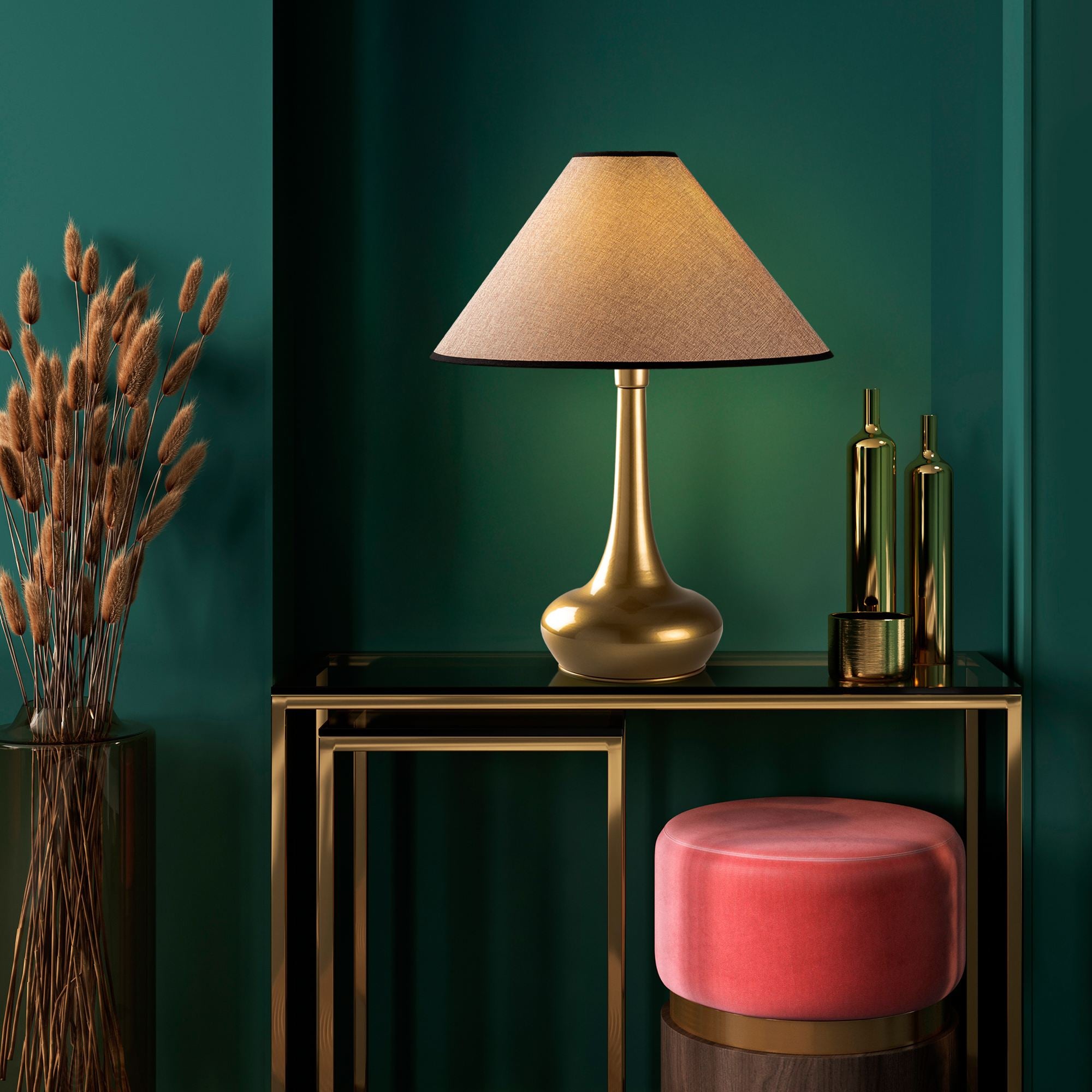 Candeeiro de mesa-Luna-Dourado
Castanho Claro