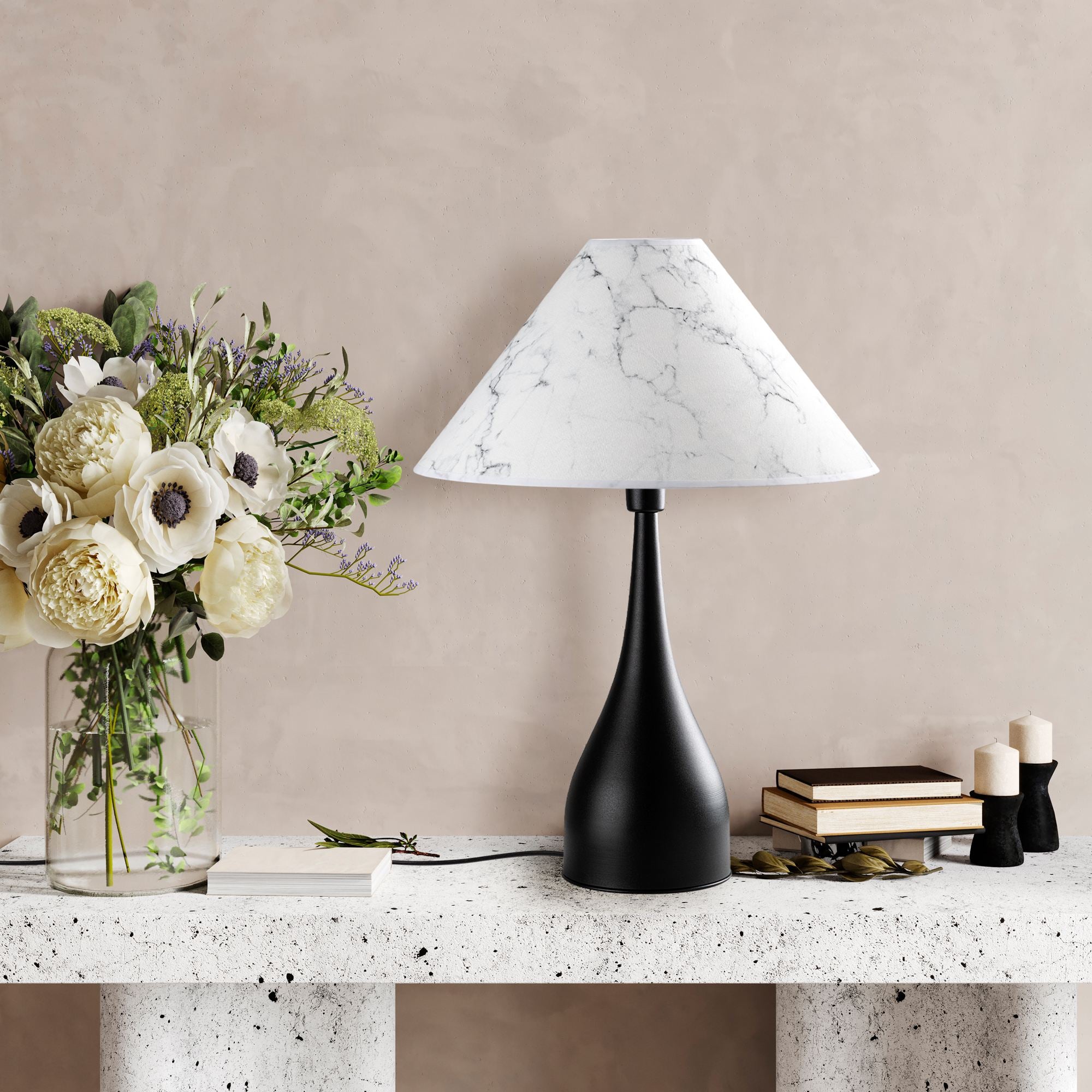 Candeeiro de mesa-Luna-Preto
Branco